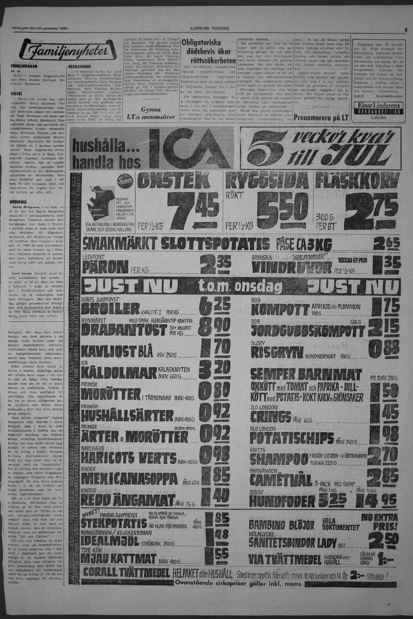 Laholms Tidning Torsdag 20 november 1969, sida 3
