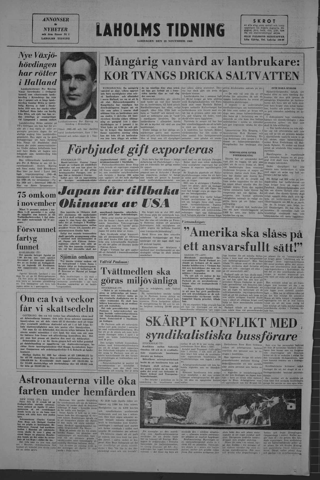 Laholms Tidning Lördag 22 november 1969, sida 8