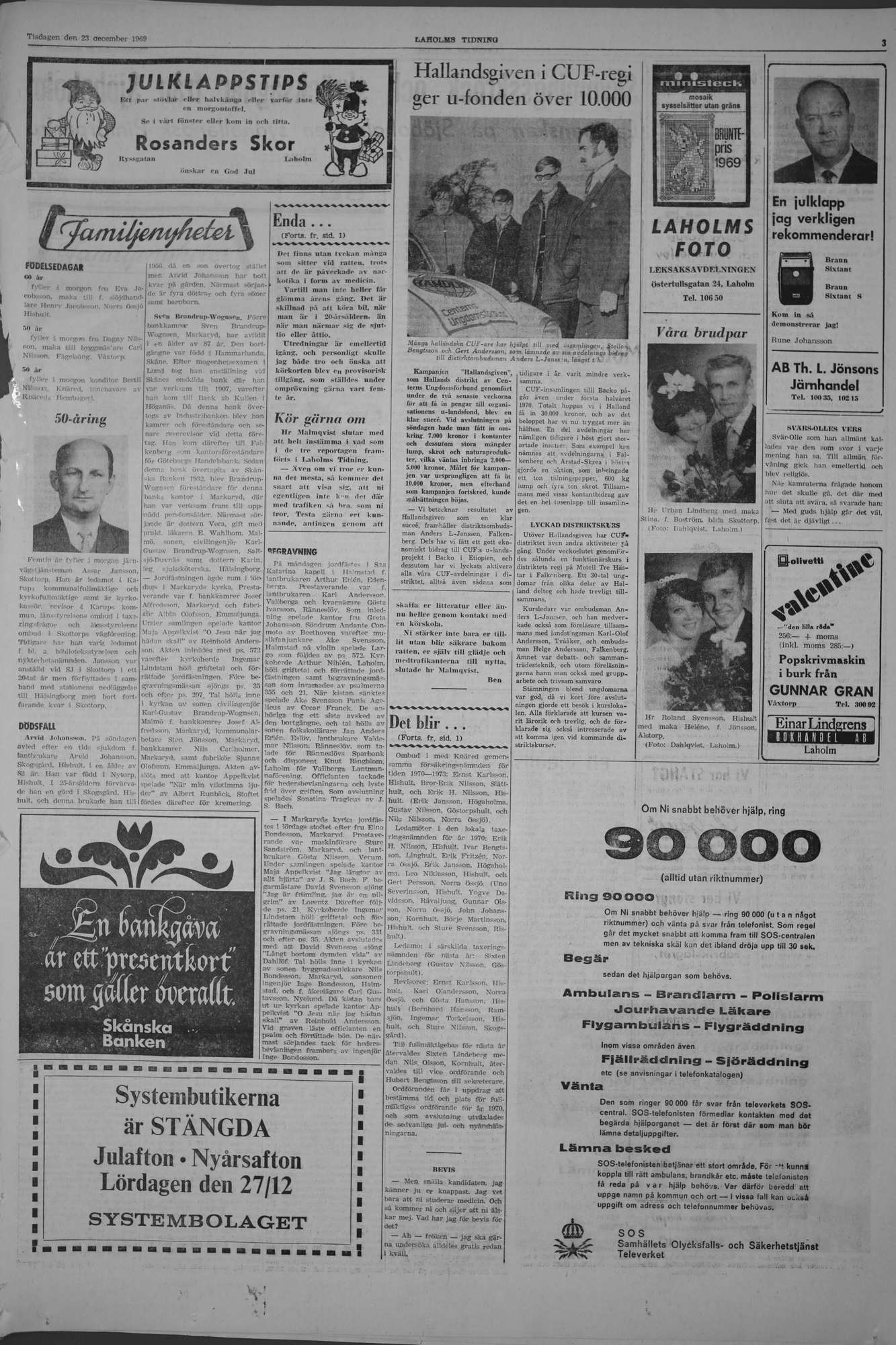 Laholms Tidning Tisdag 23 december 1969, sida 3