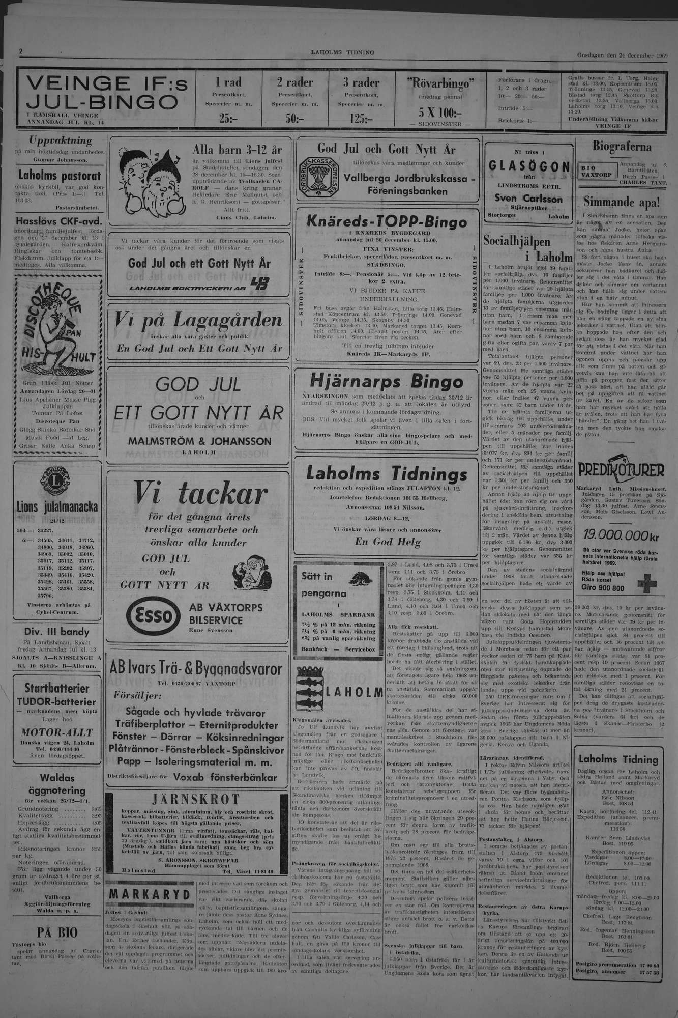 Laholms Tidning Onsdag 24 december 1969, sida 2