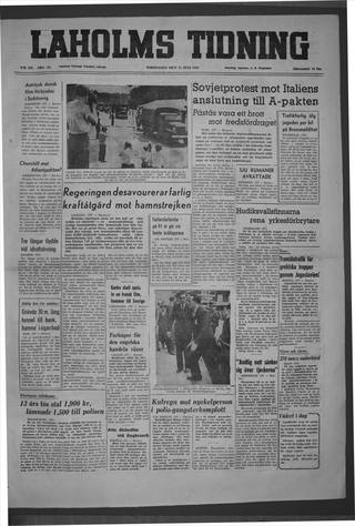 Förstasidan, Torsdag 21 juli 1949