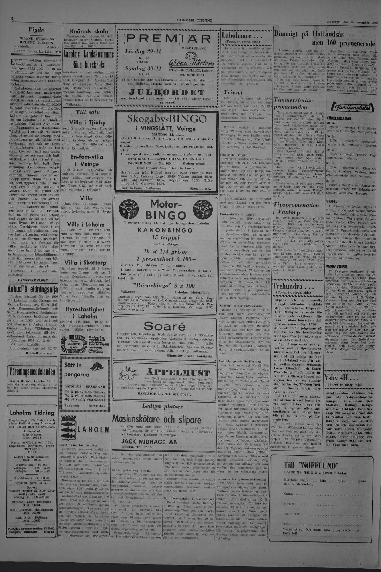 Laholms Tidning Måndag 24 november 1969, sida 2