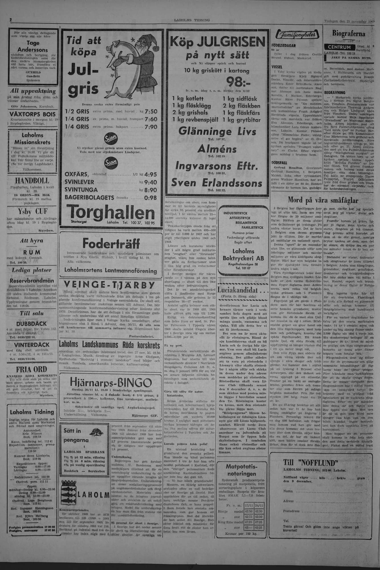 Laholms Tidning Tisdag 25 november 1969, sida 2