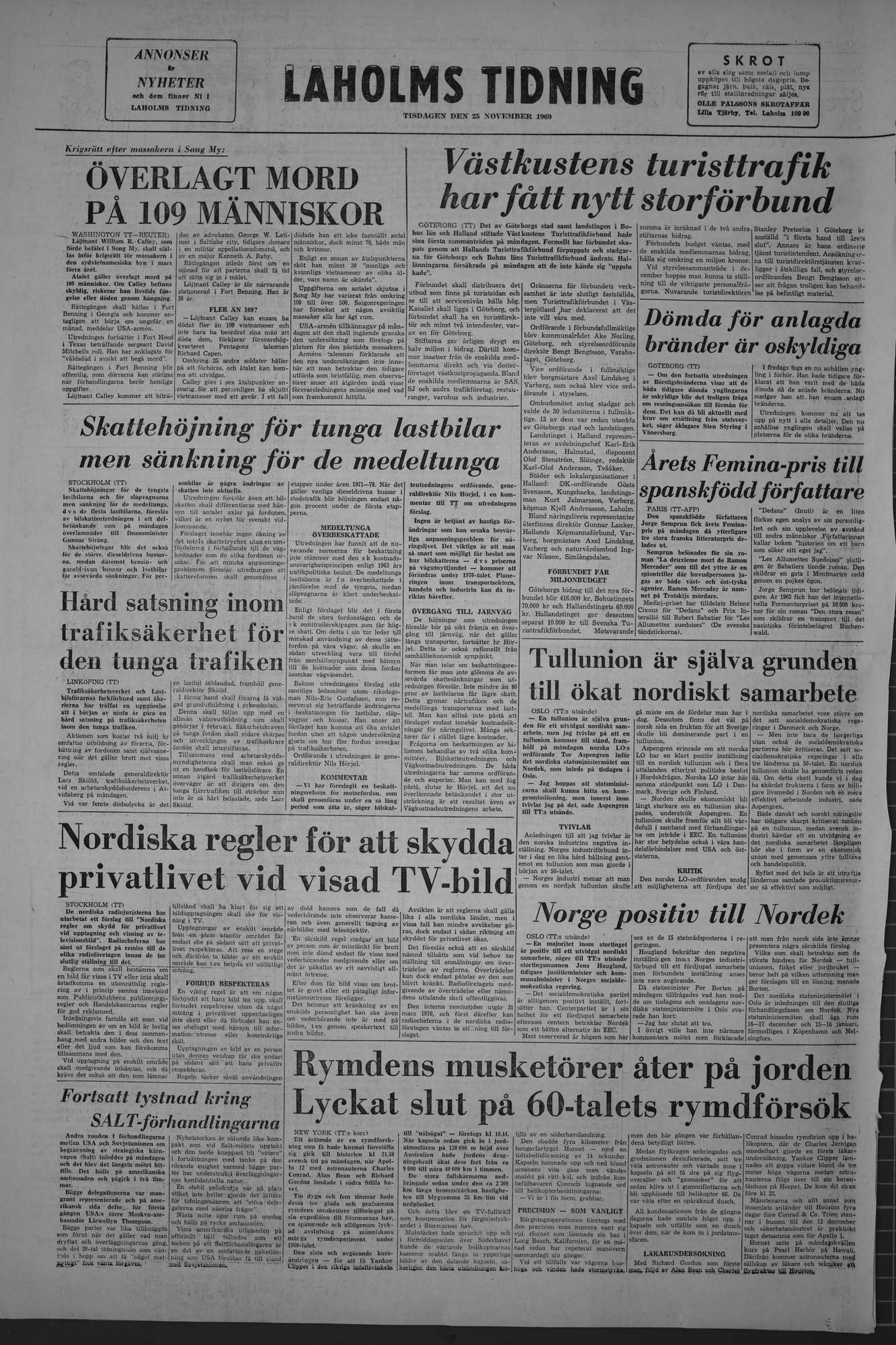 Laholms Tidning Tisdag 25 november 1969, sida 8