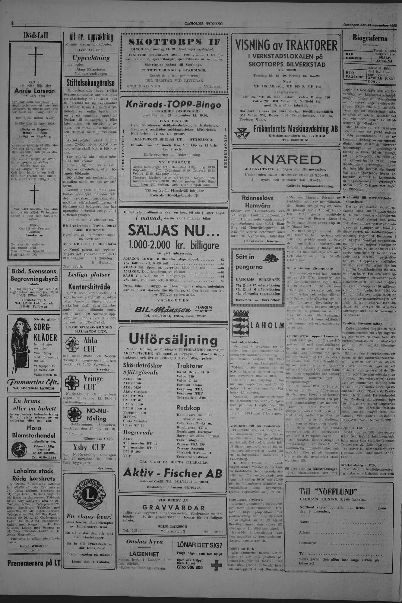 Laholms Tidning Onsdag 26 november 1969, sida 2