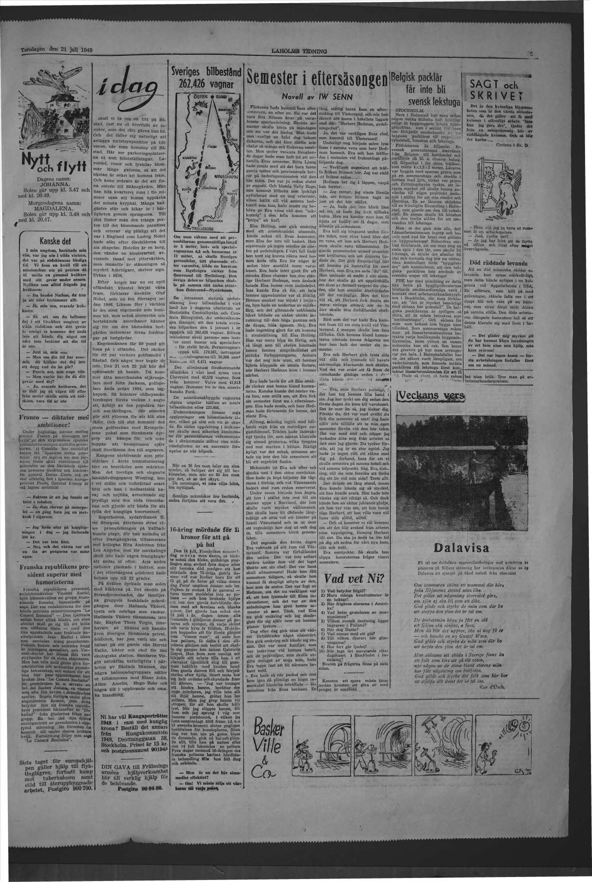 Laholms Tidning Torsdag 21 juli 1949, sida 5