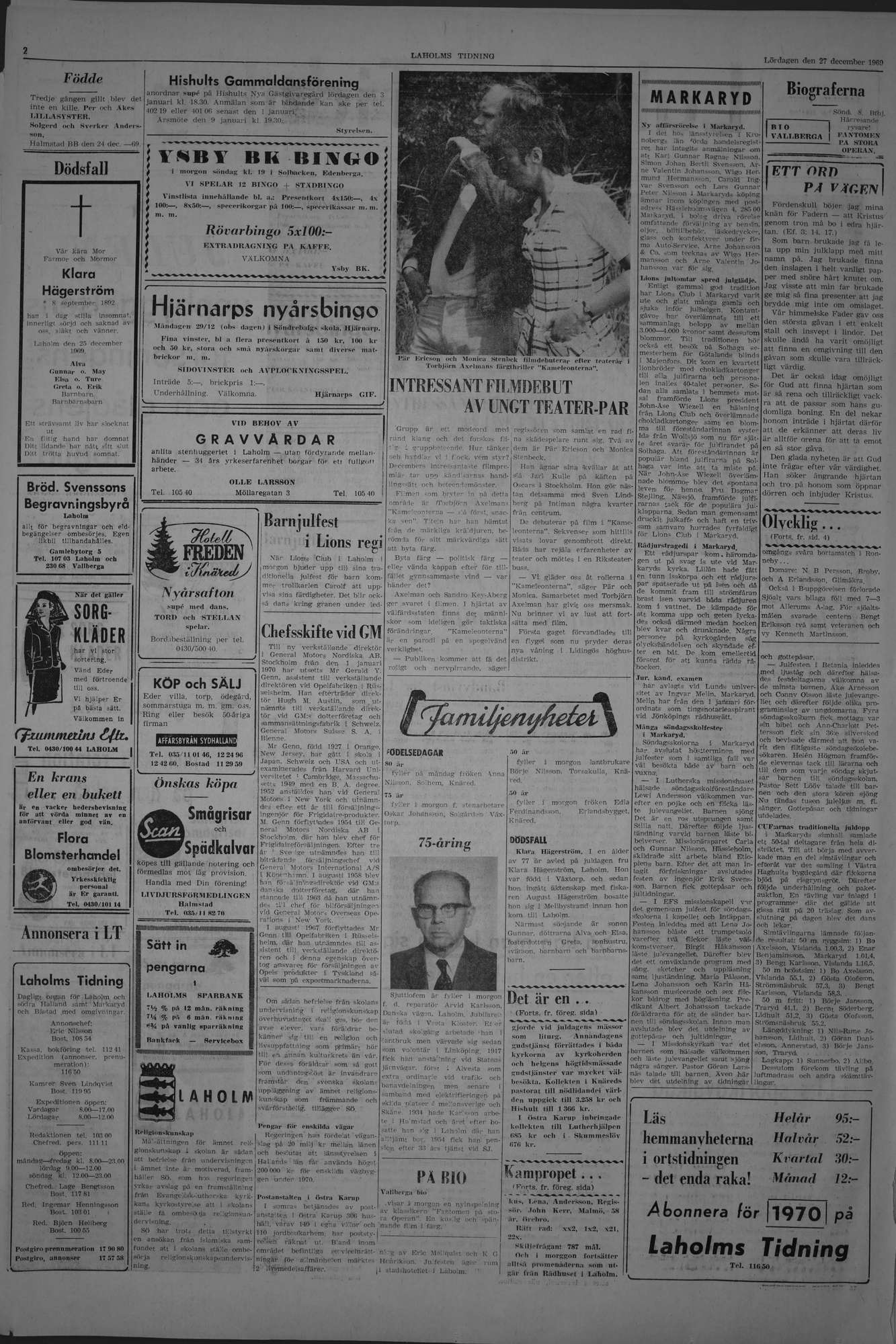 Laholms Tidning Lördag 27 december 1969, sida 2