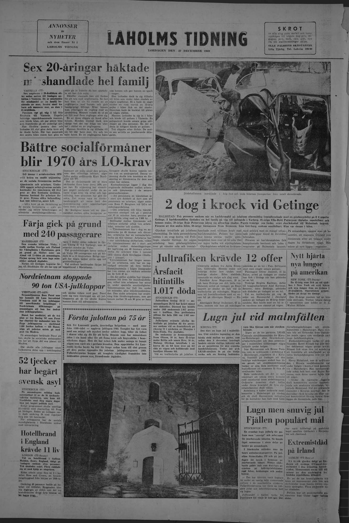 Laholms Tidning Lördag 27 december 1969, sida 8