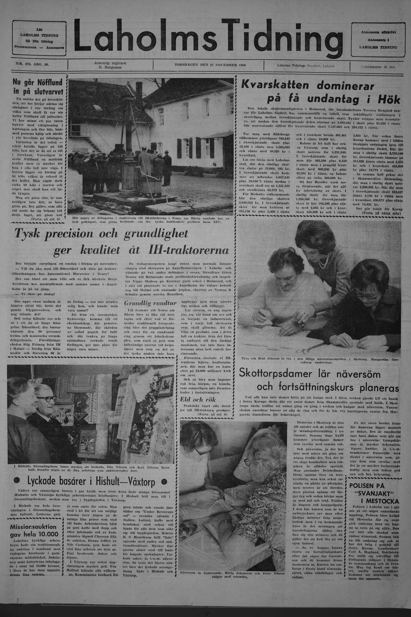 Laholms Tidning Torsdag 27 november 1969, sida 1