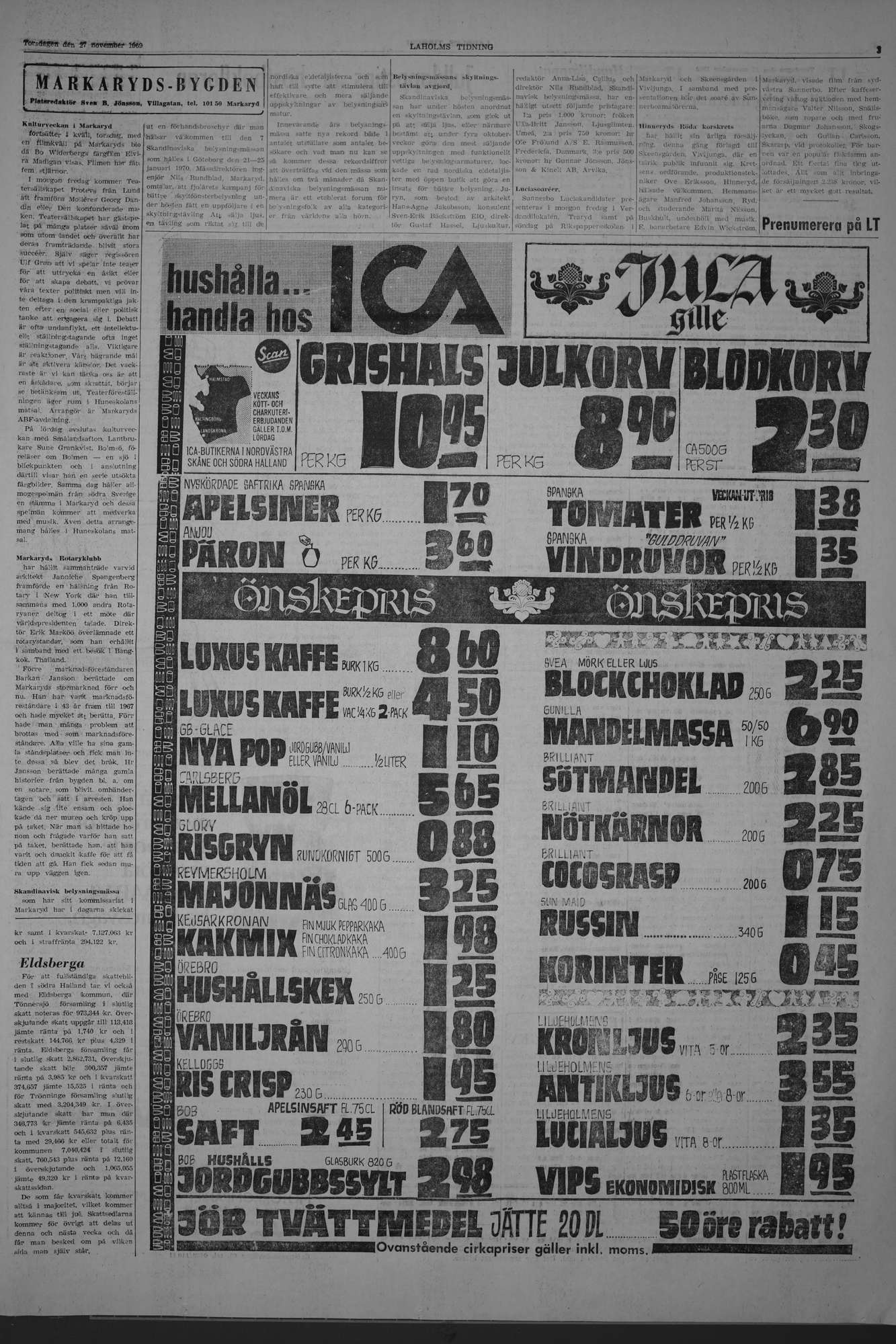 Laholms Tidning Torsdag 27 november 1969, sida 3