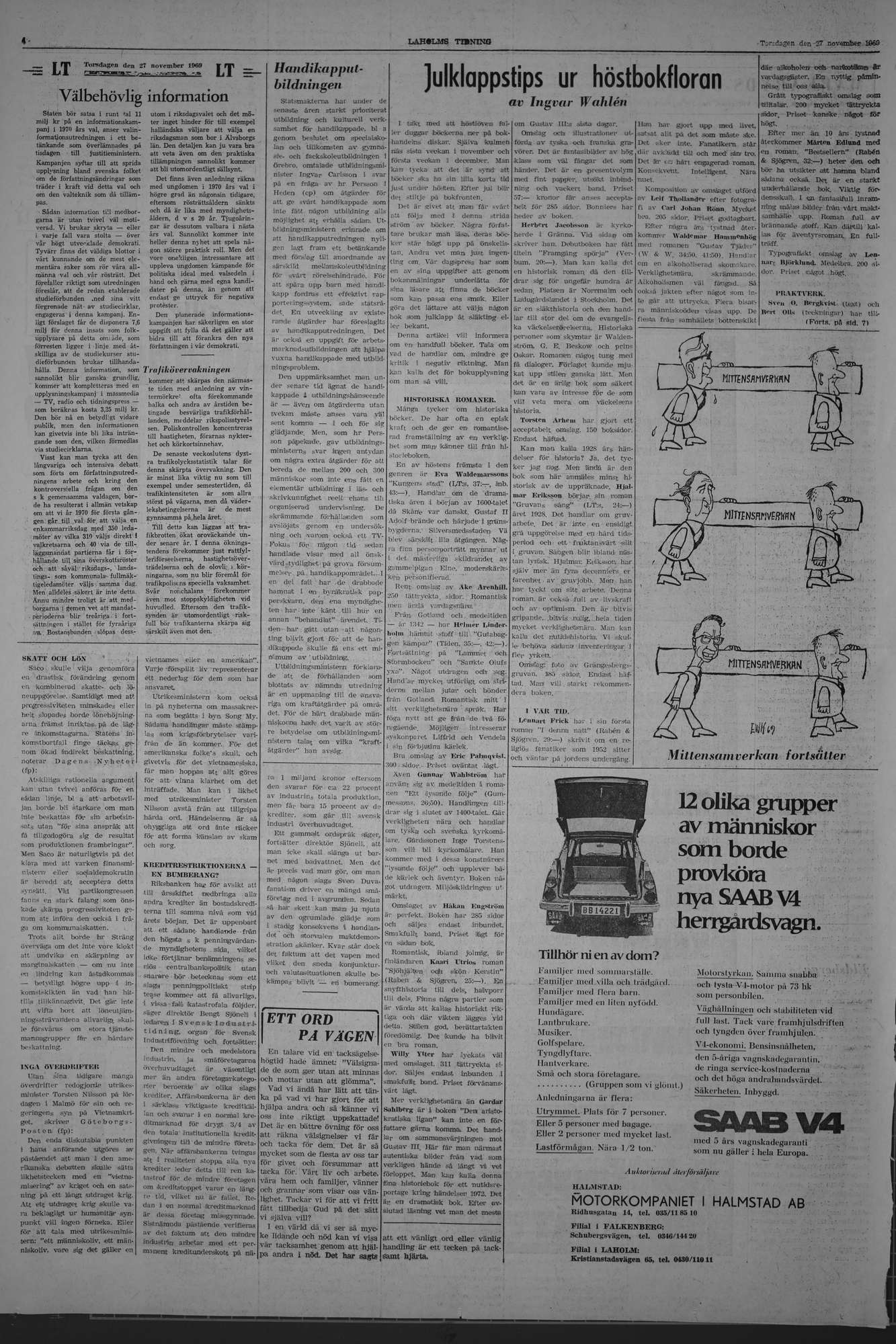 Laholms Tidning Torsdag 27 november 1969, sida 4