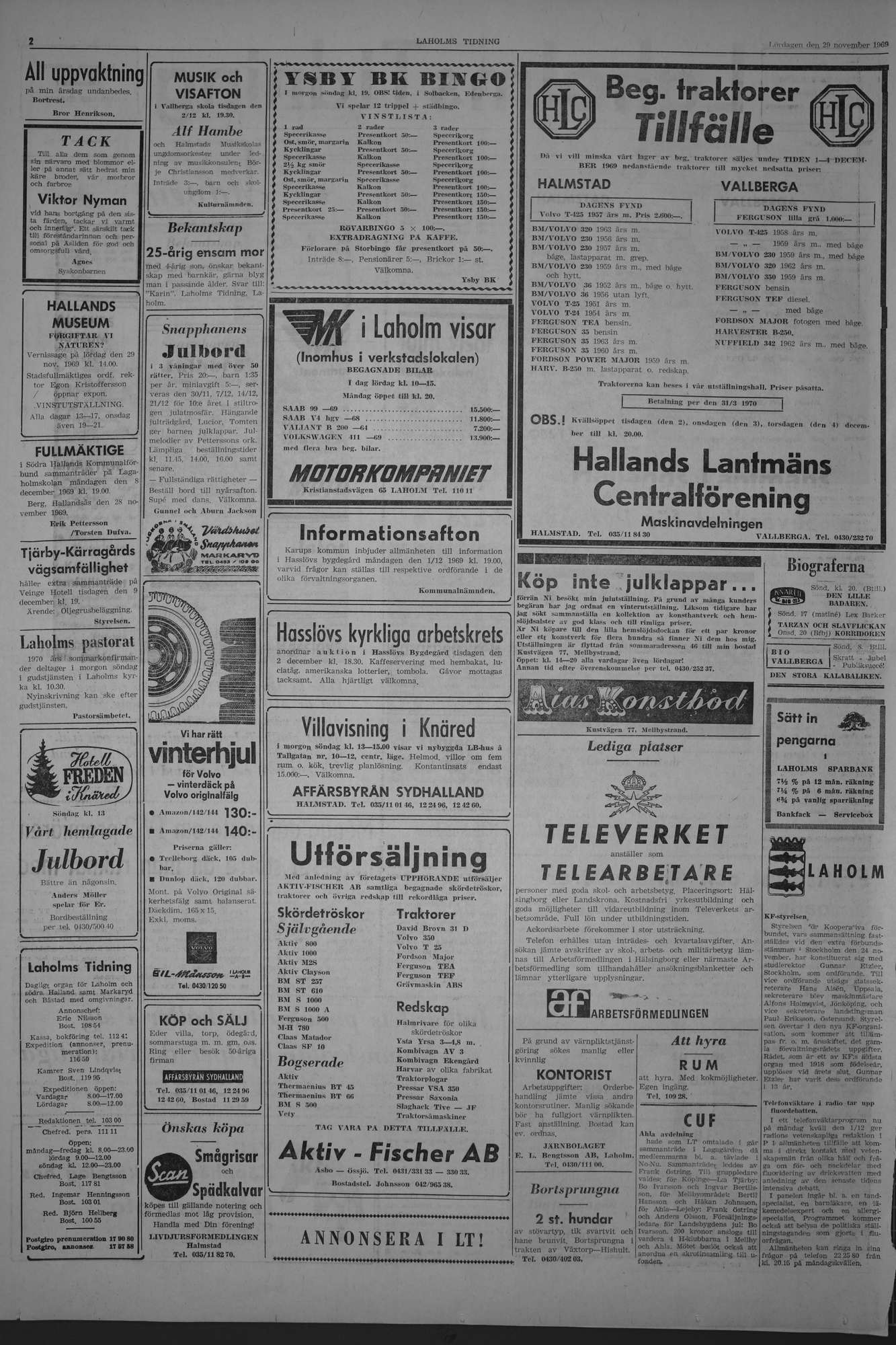 Laholms Tidning Lördag 29 november 1969, sida 2