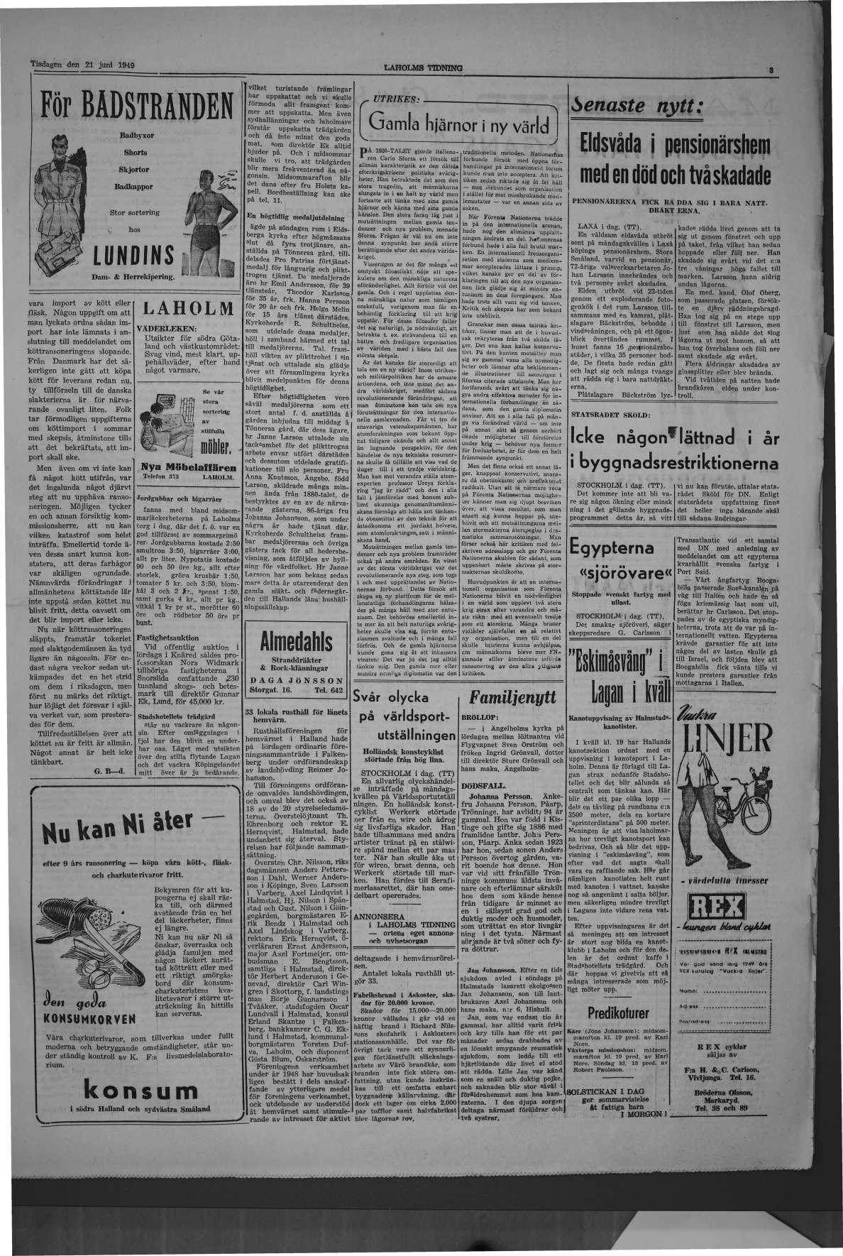 Laholms Tidning Tisdag 21 juni 1949, sida 3