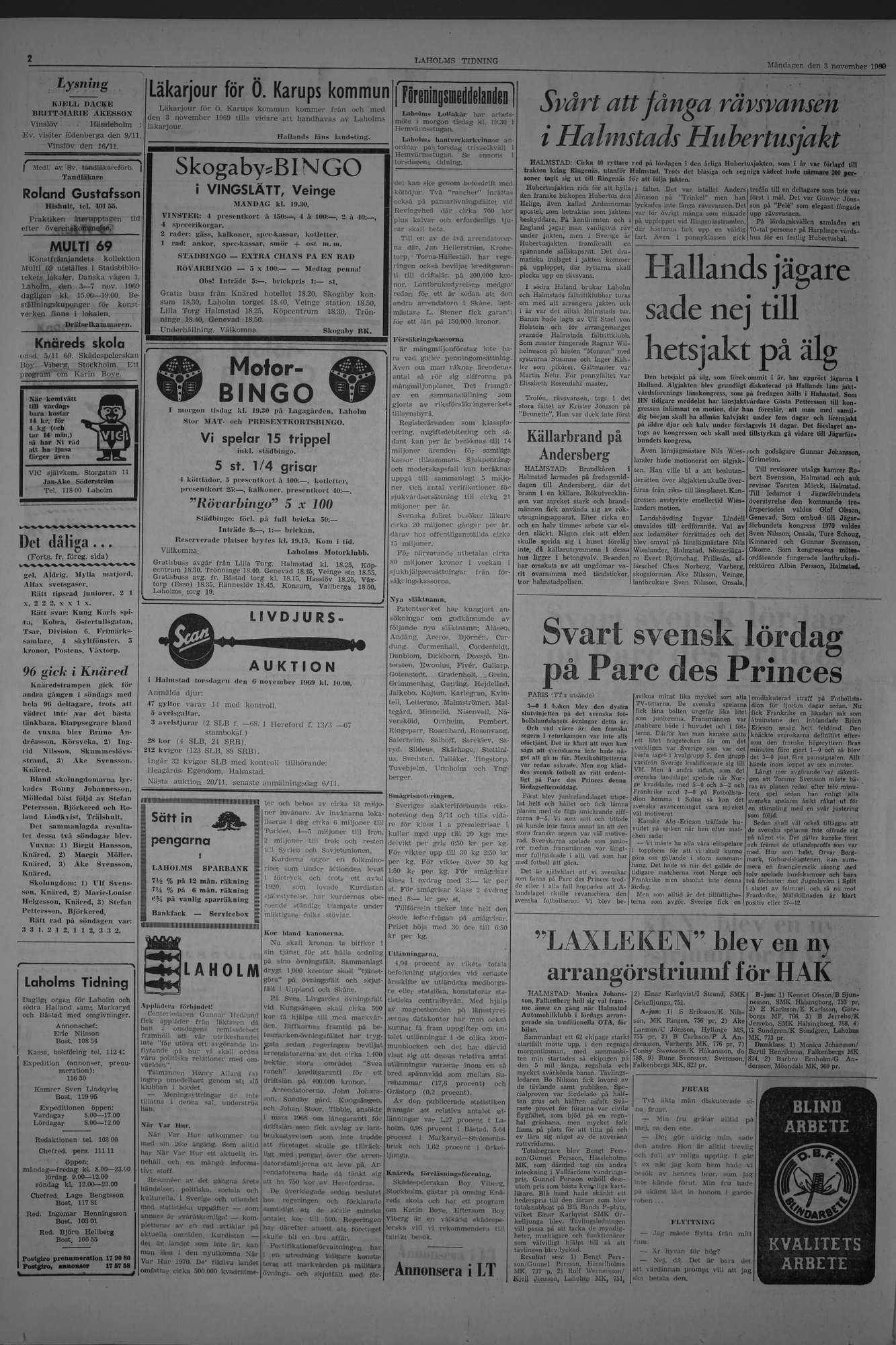 Laholms Tidning Måndag 3 november 1969, sida 2