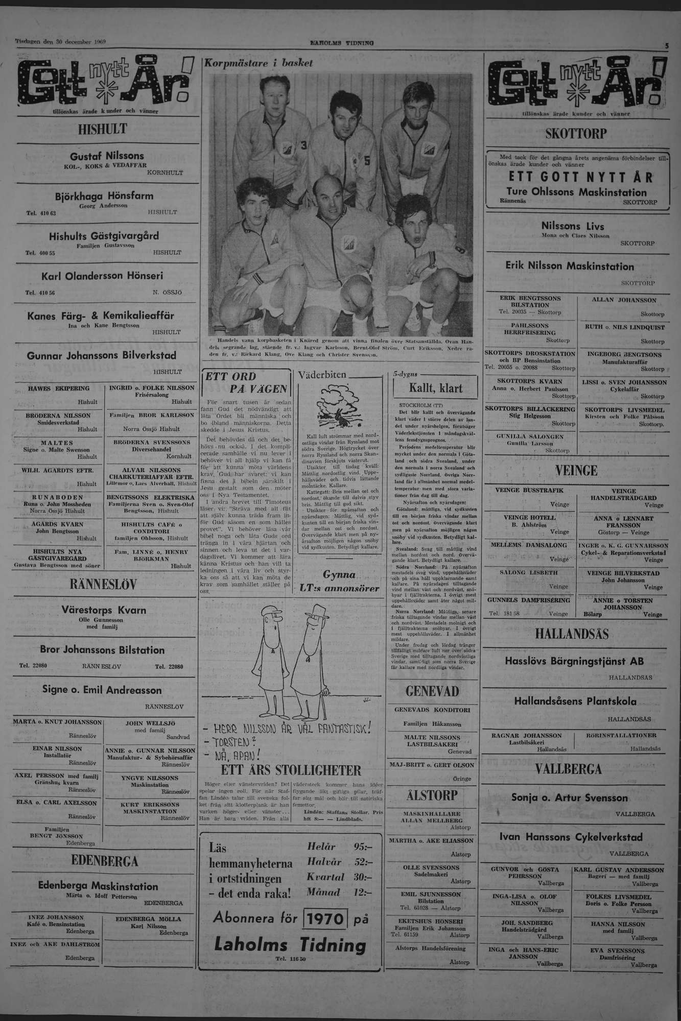 Laholms Tidning Tisdag 30 december 1969, sida 5