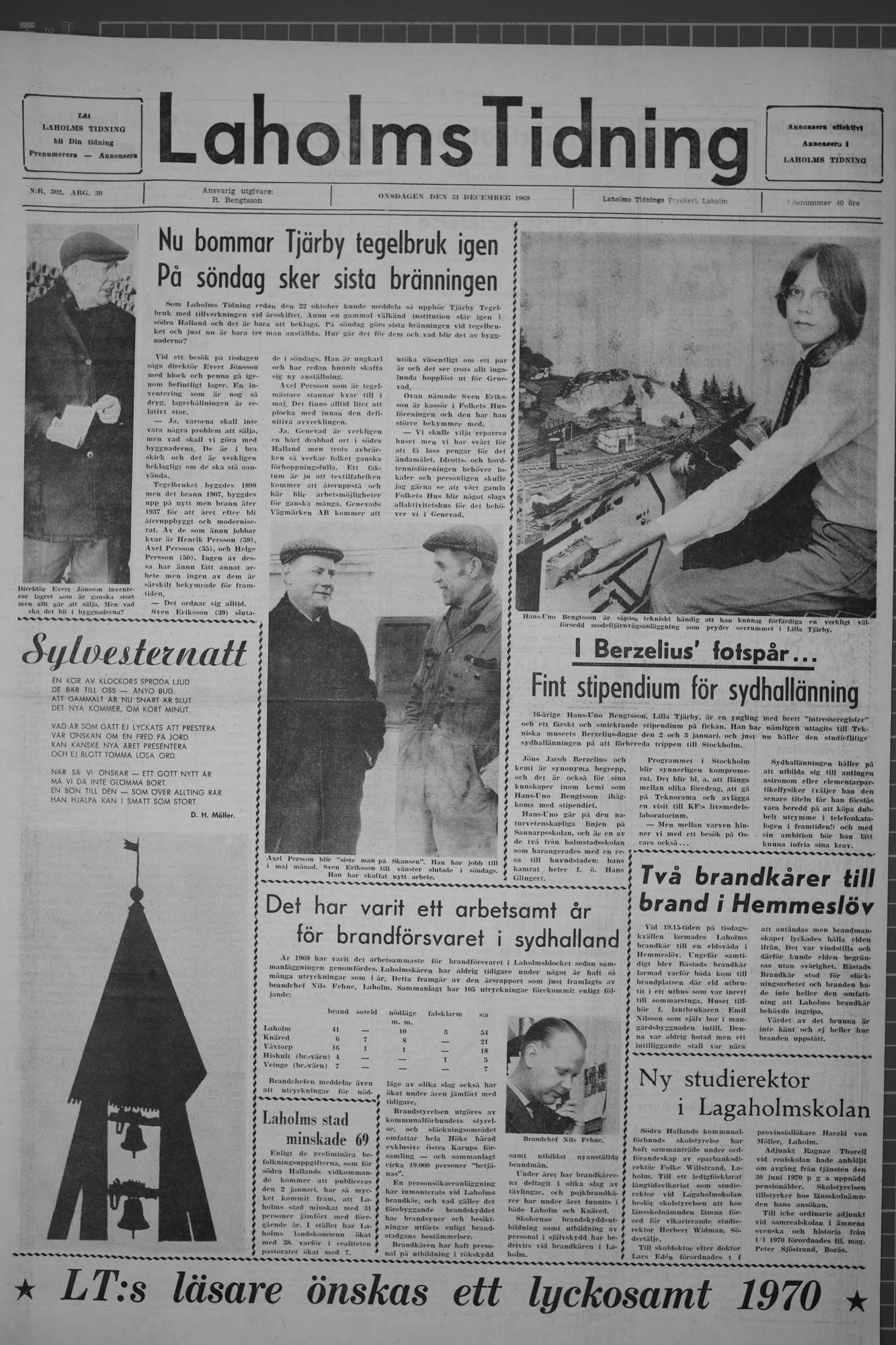 Laholms Tidning Onsdag 31 december 1969, sida 1
