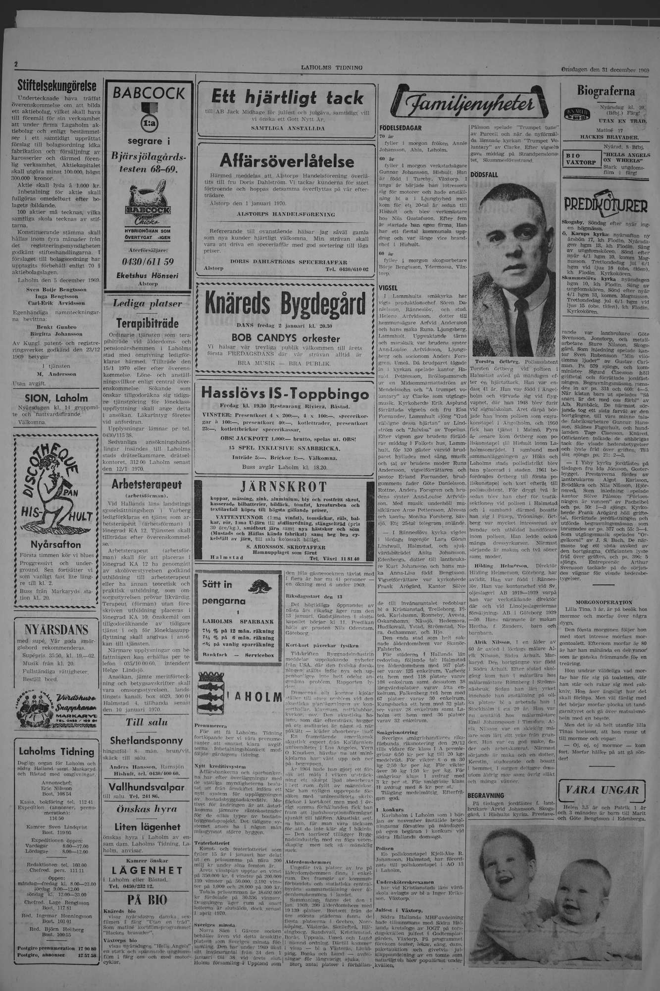 Laholms Tidning Onsdag 31 december 1969, sida 2