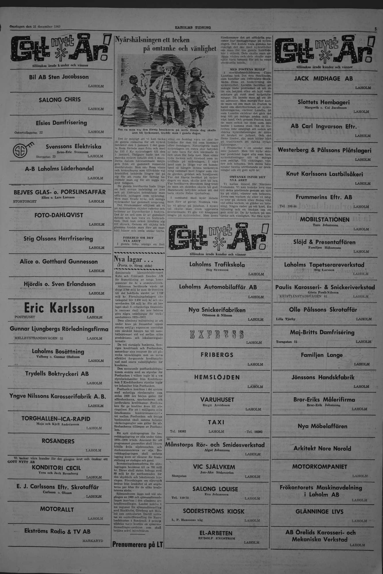 Laholms Tidning Onsdag 31 december 1969, sida 5