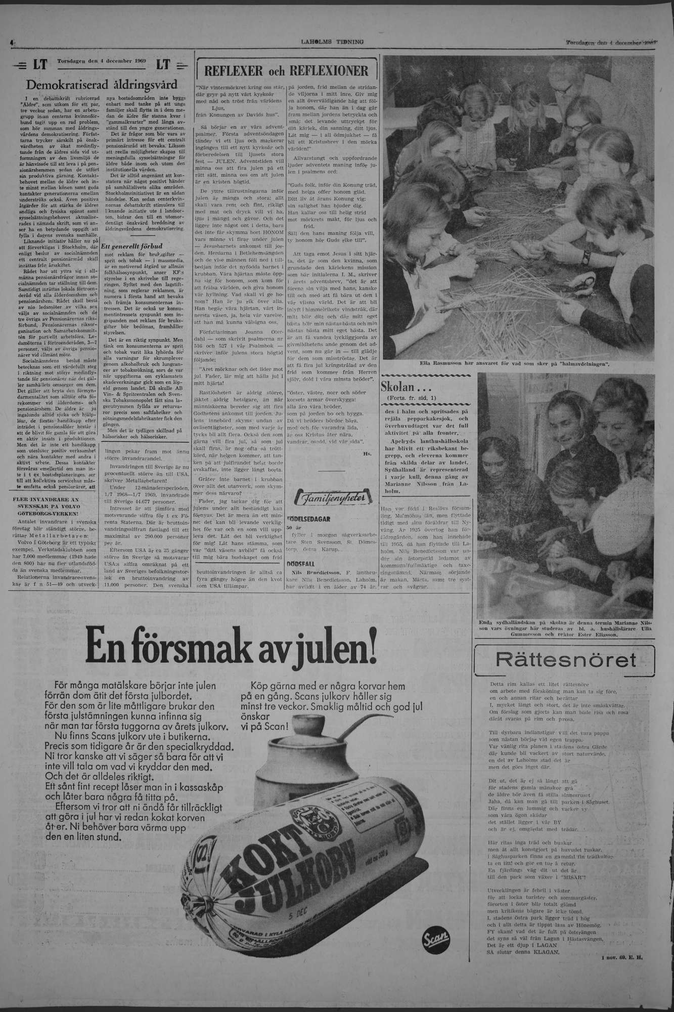 Laholms Tidning Torsdag 4 december 1969, sida 4