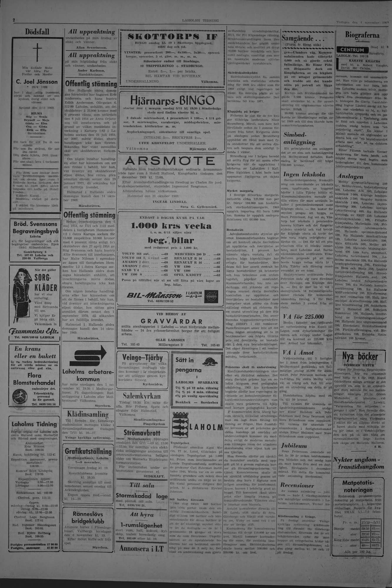 Laholms Tidning Tisdag 4 november 1969, sida 2