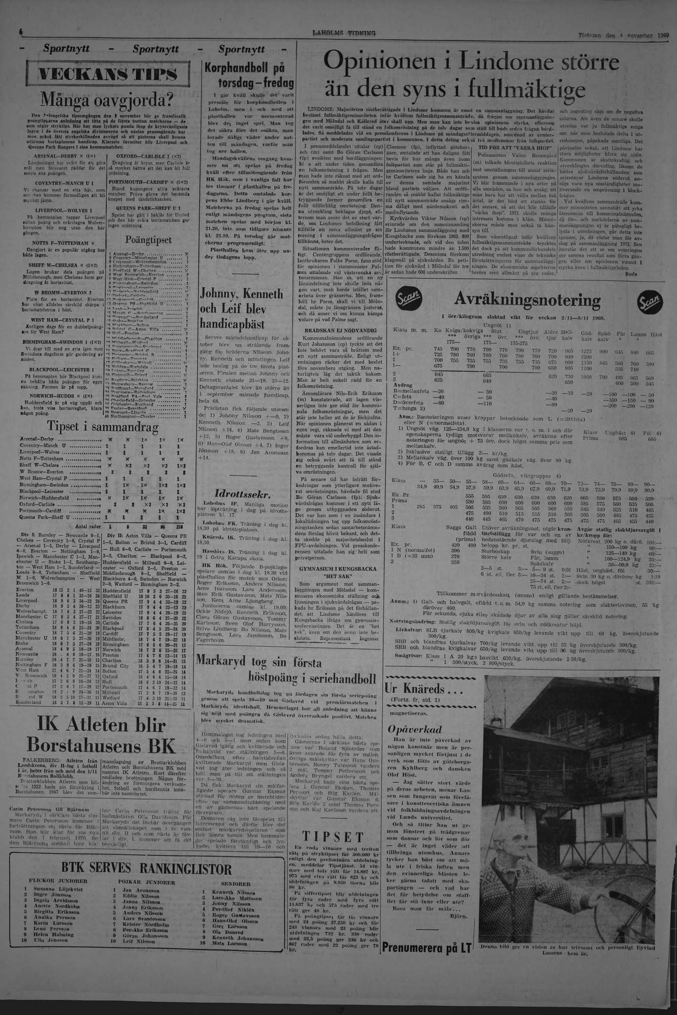 Laholms Tidning Tisdag 4 november 1969, sida 6
