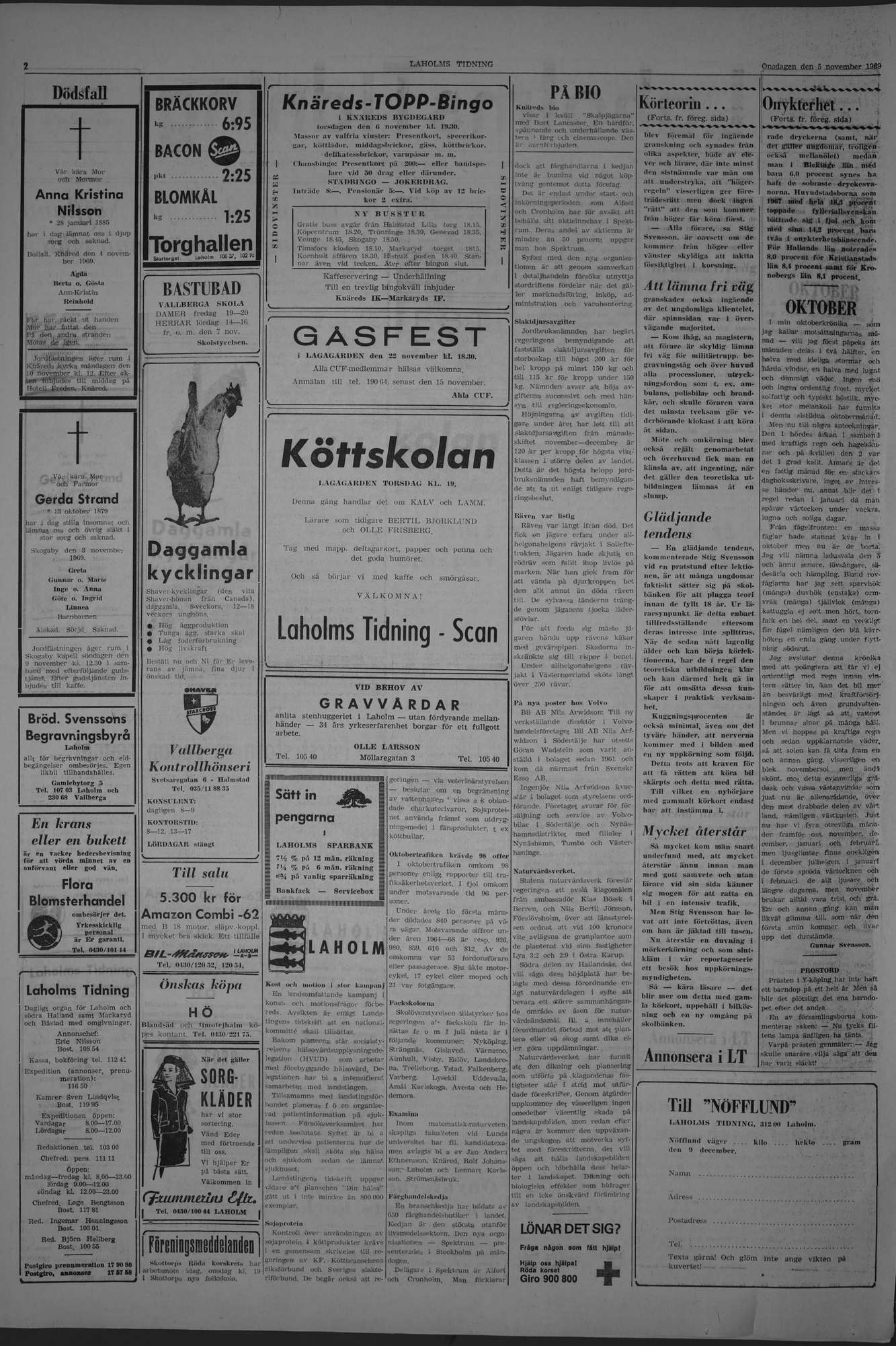 Laholms Tidning Onsdag 5 november 1969, sida 2