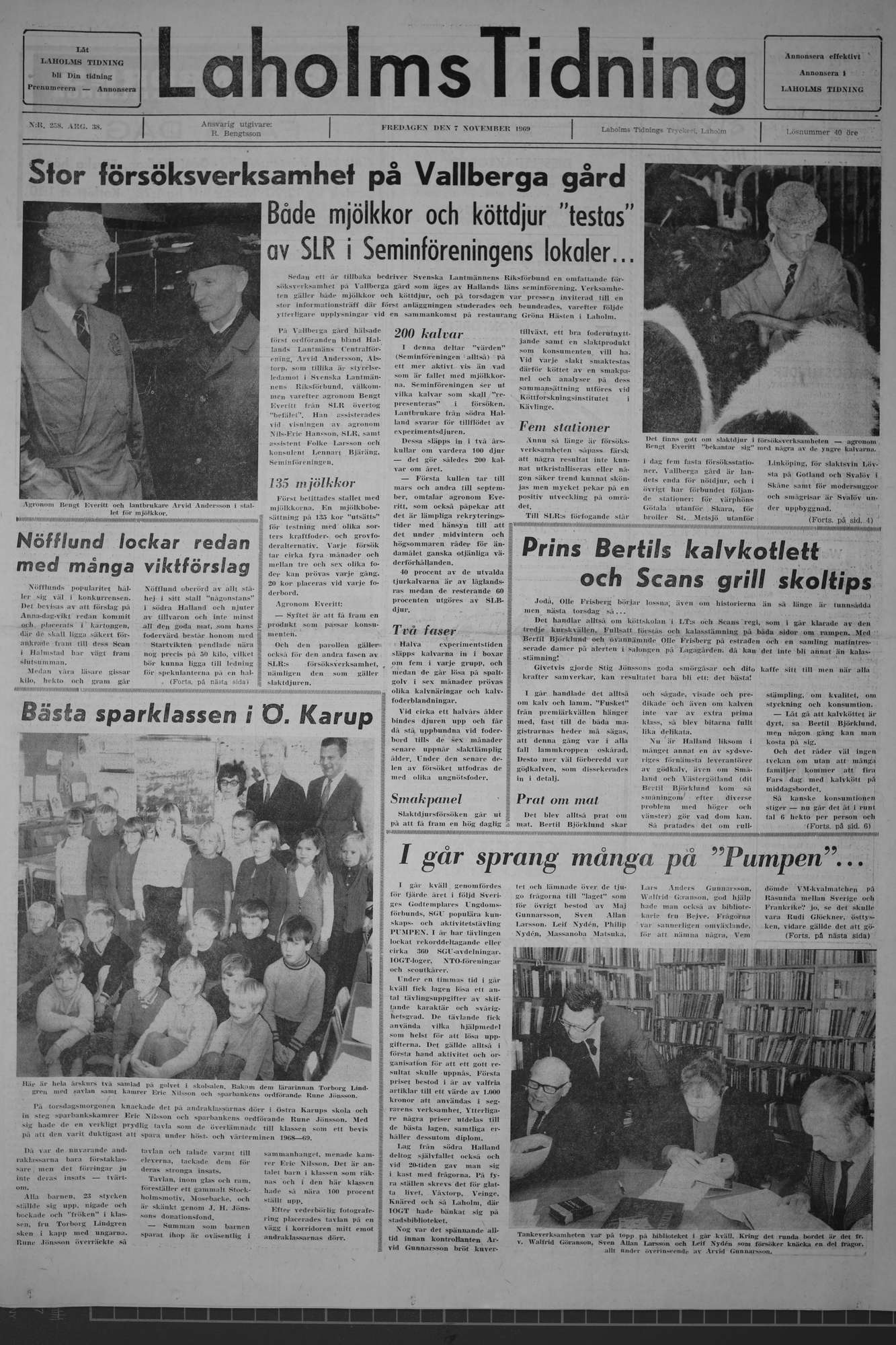 Laholms Tidning Fredag 7 november 1969, sida 1