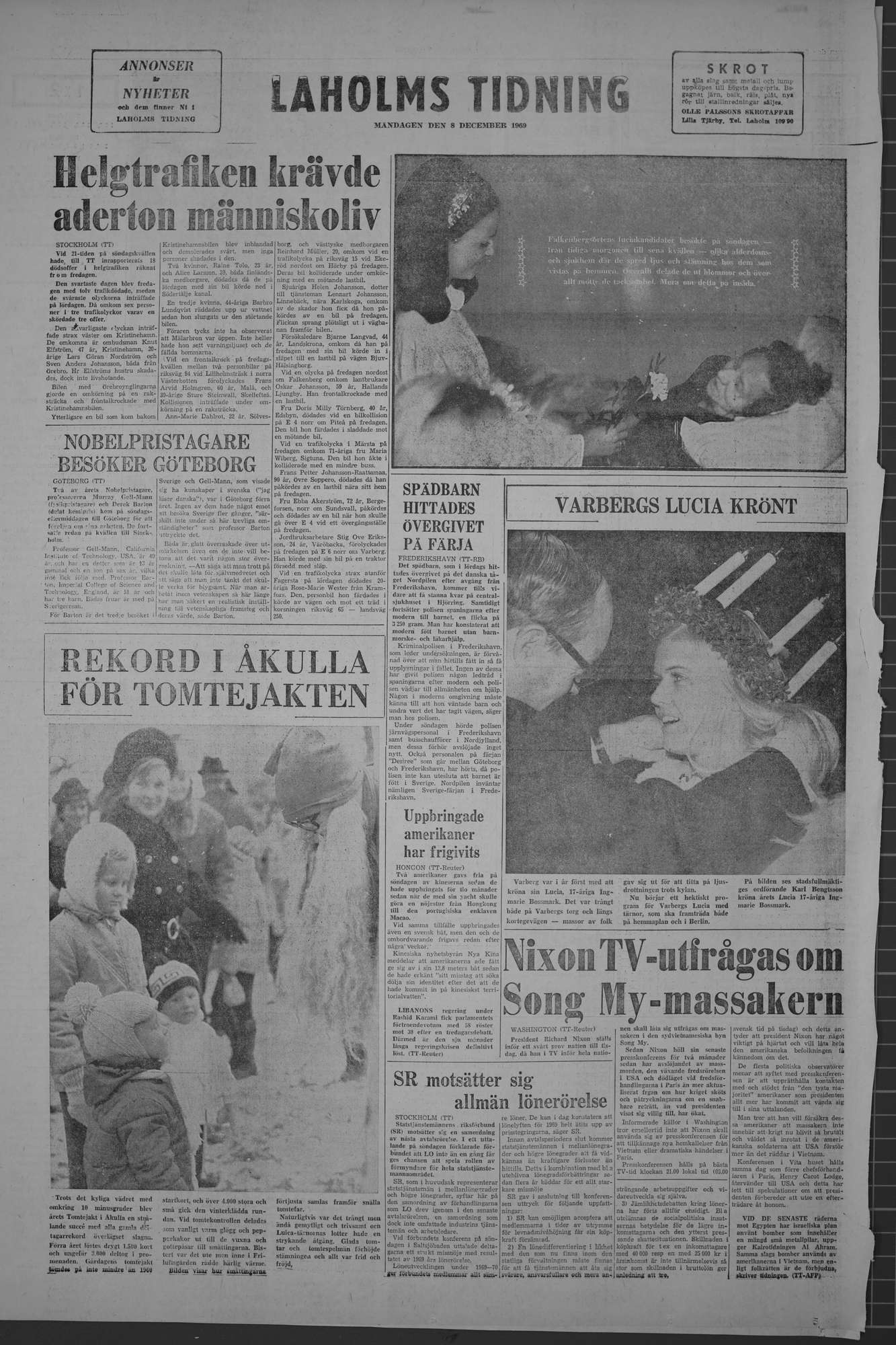 Laholms Tidning Måndag 8 december 1969, sida 8