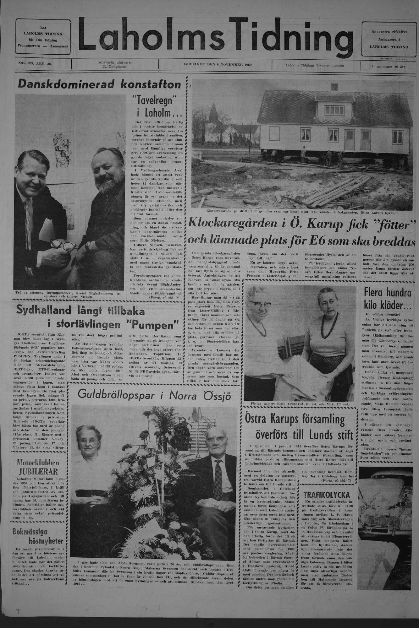 Laholms Tidning Lördag 8 november 1969, sida 1