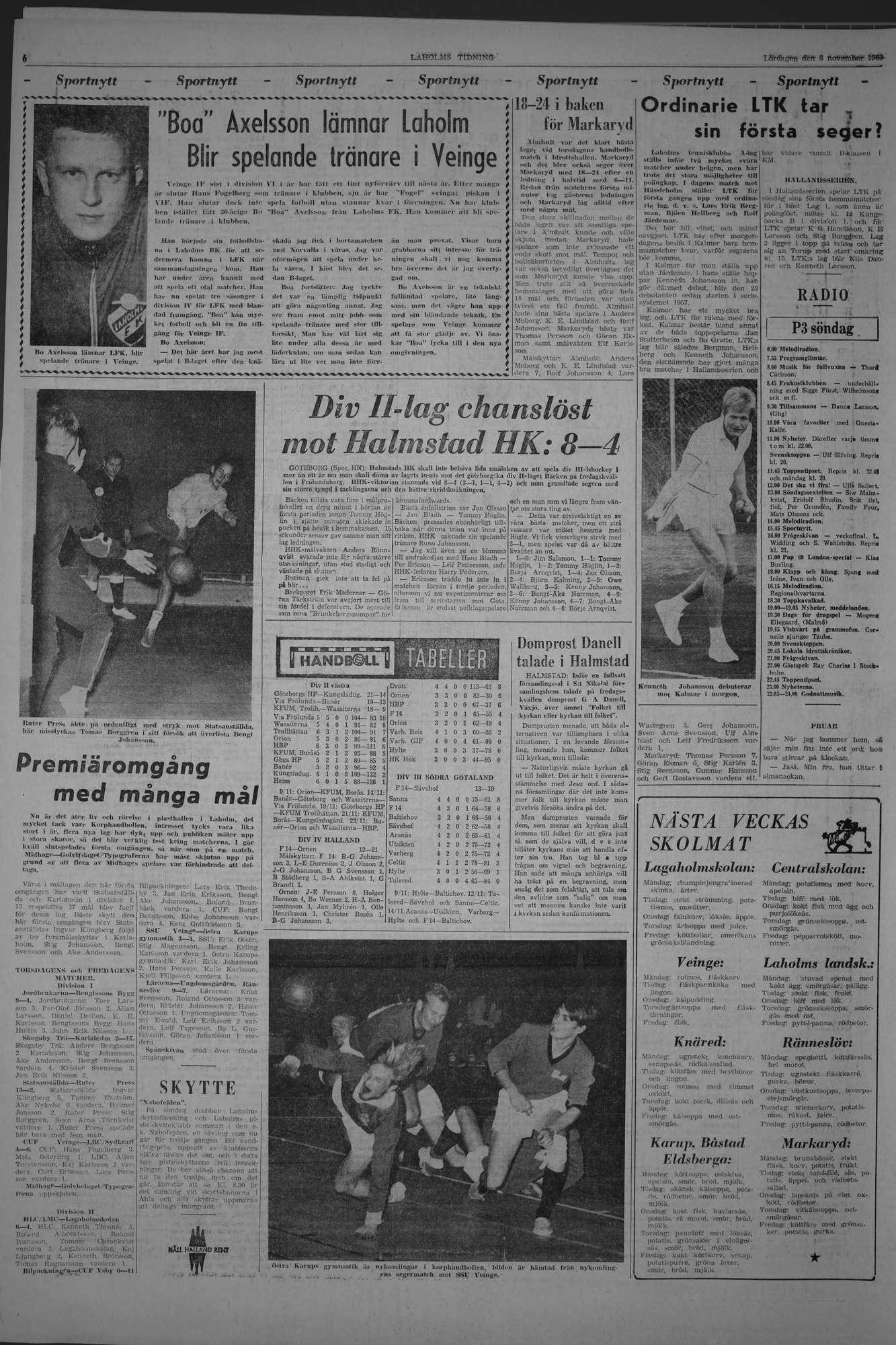 Laholms Tidning Lördag 8 november 1969, sida 6