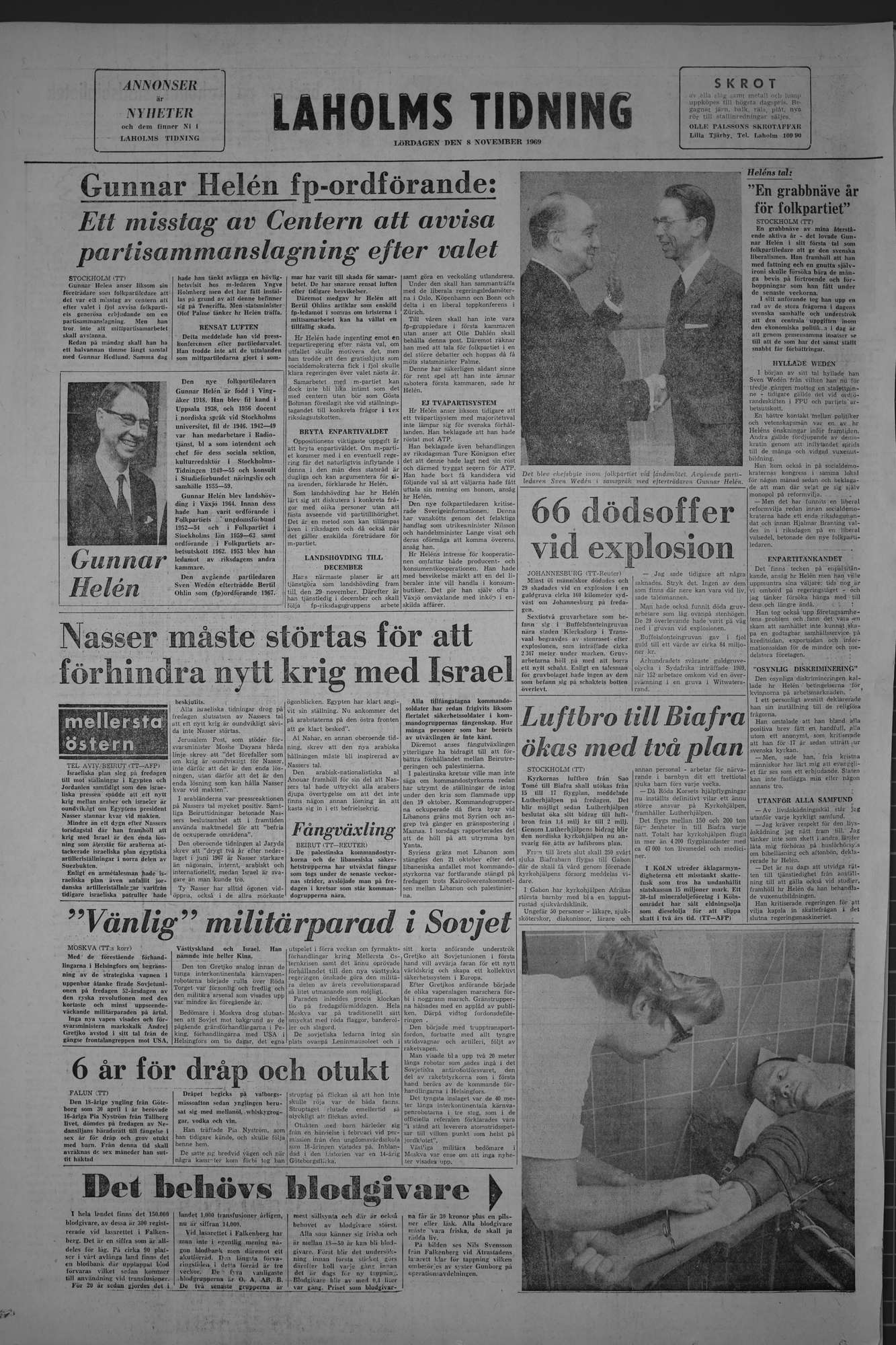 Laholms Tidning Lördag 8 november 1969, sida 8