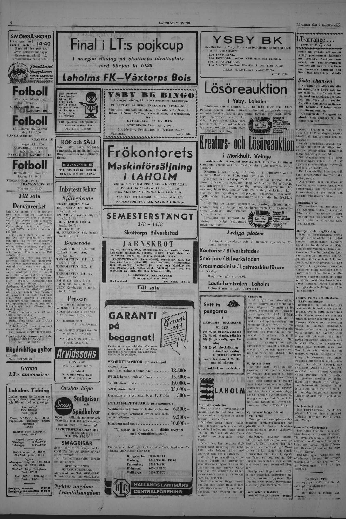 Laholms Tidning Lördag 1 augusti 1970, sida 2