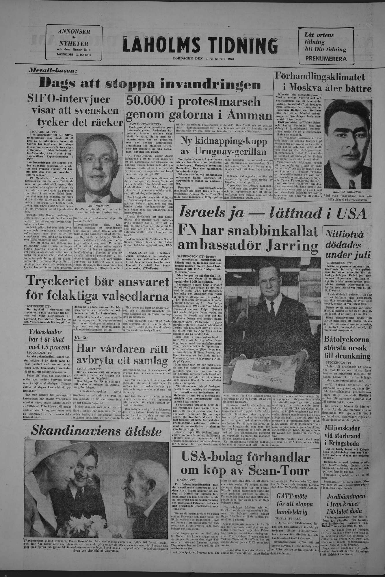 Laholms Tidning Lördag 1 augusti 1970, sida 8