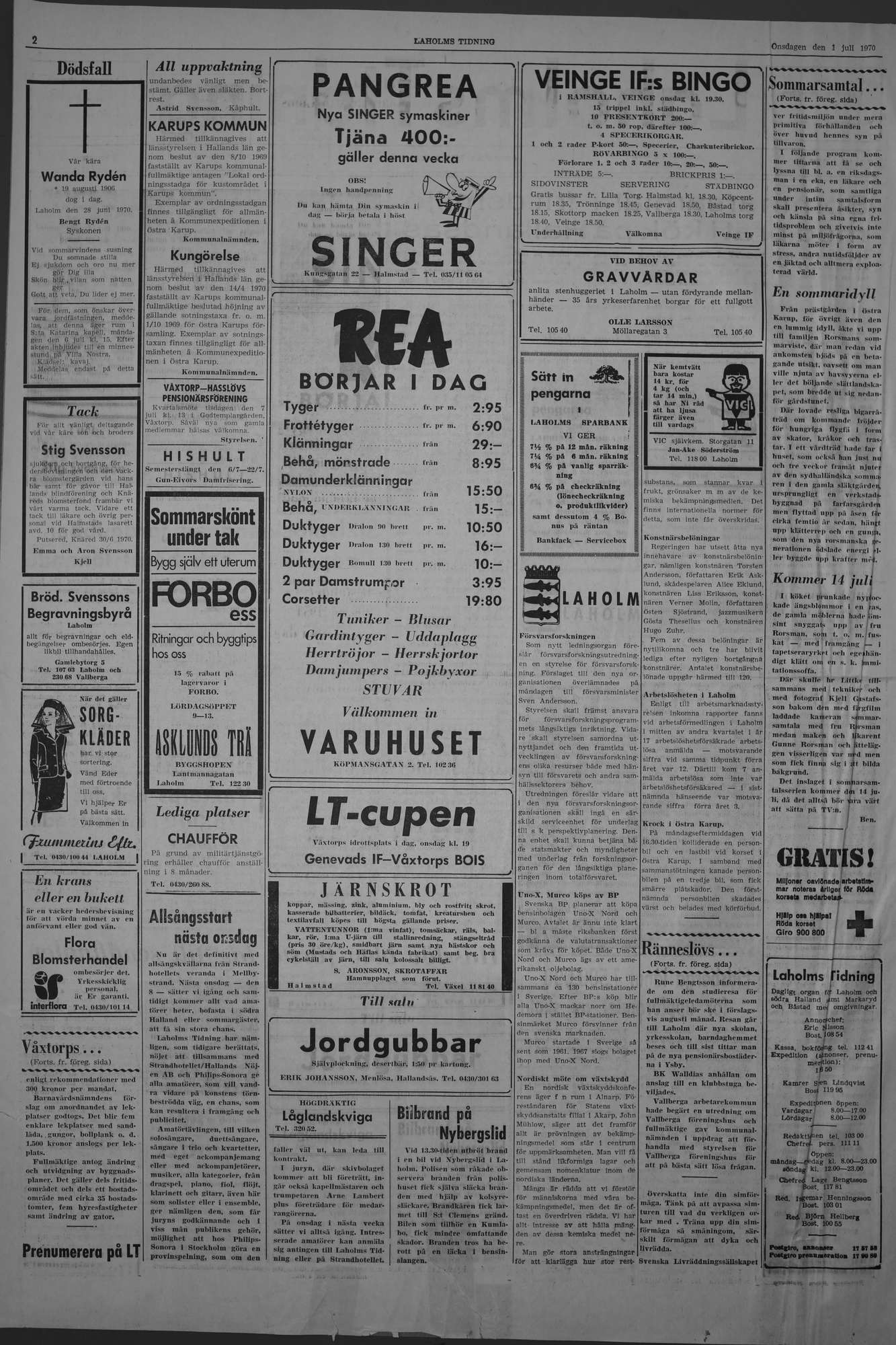 Laholms Tidning Onsdag 1 juli 1970, sida 2