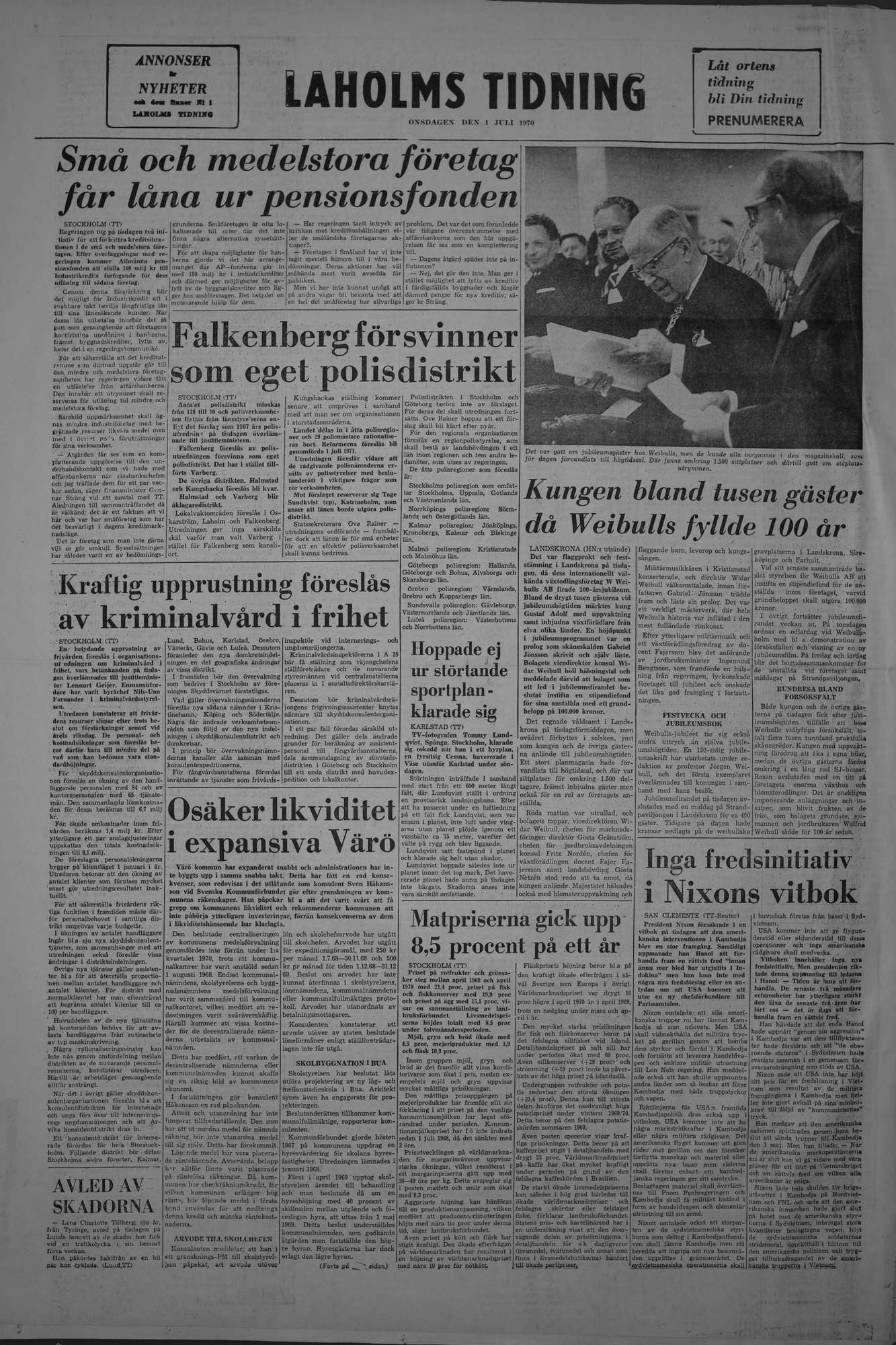 Laholms Tidning Onsdag 1 juli 1970, sida 8