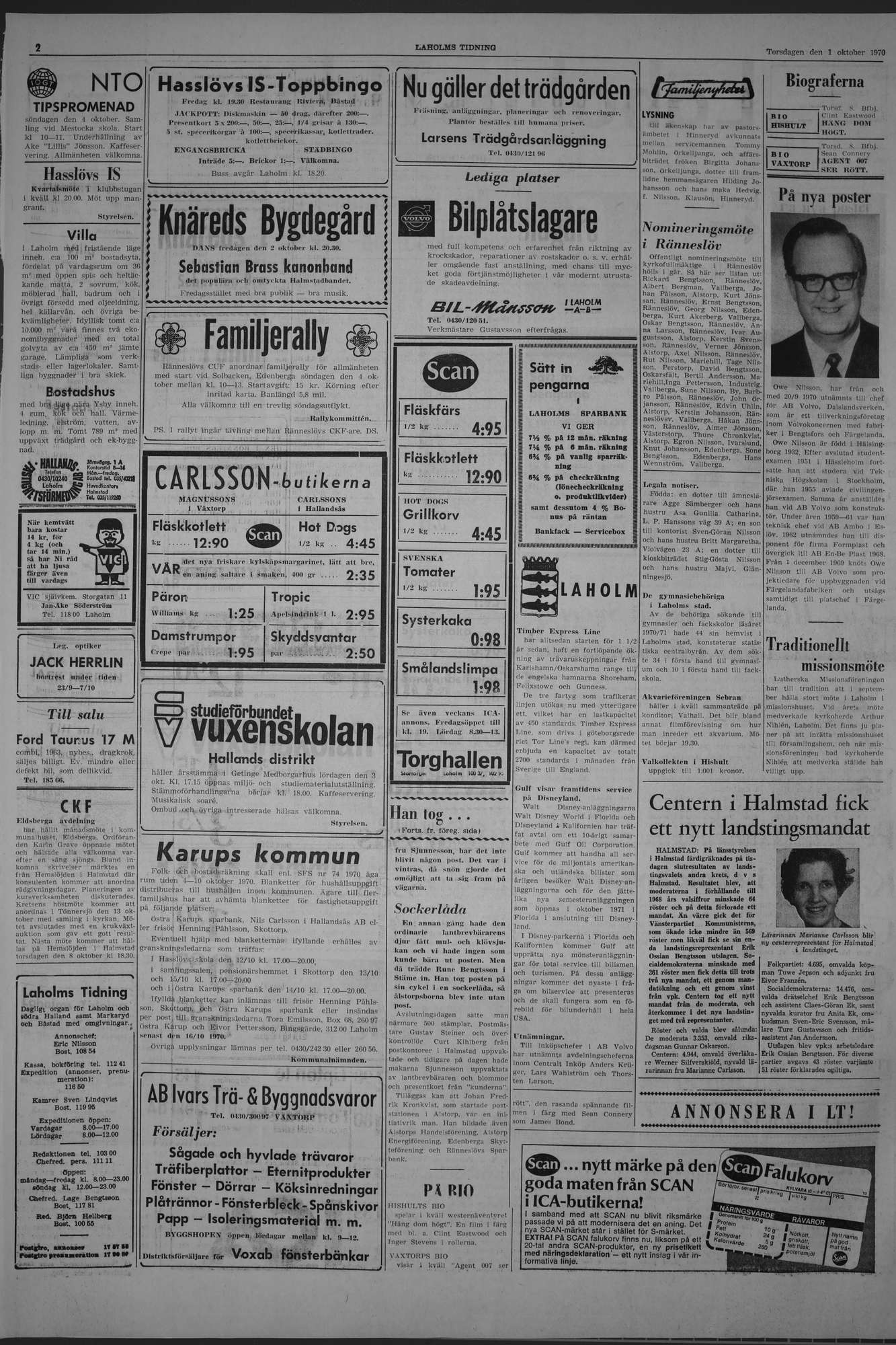 Laholms Tidning Torsdag 1 oktober 1970, sida 2