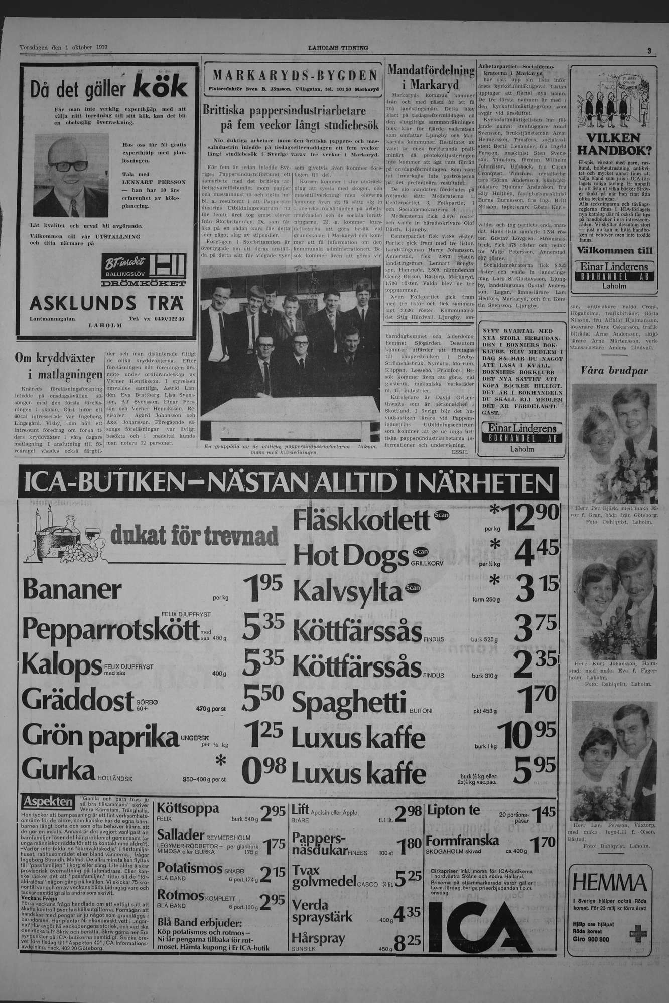 Laholms Tidning Torsdag 1 oktober 1970, sida 3