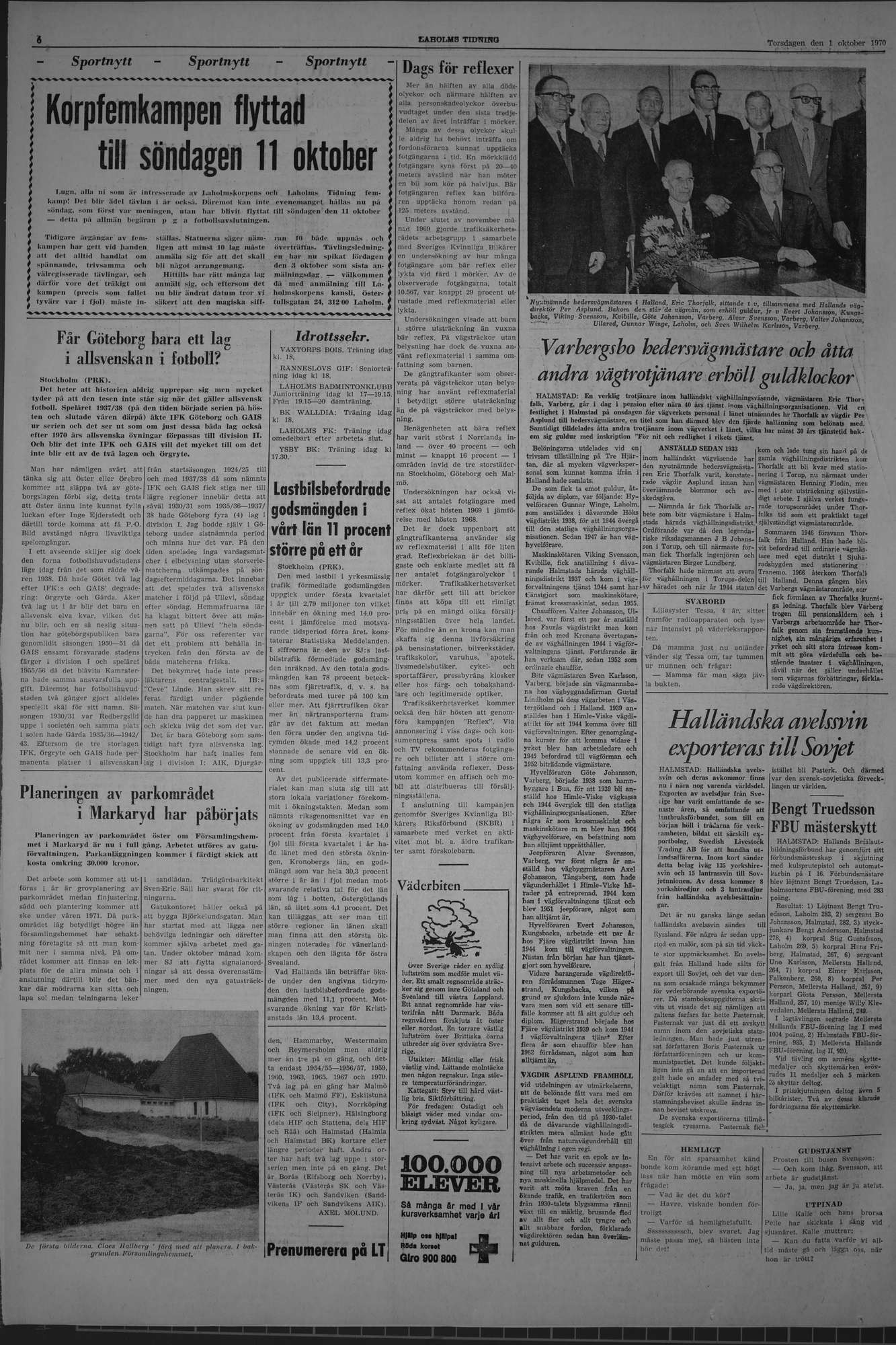 Laholms Tidning Torsdag 1 oktober 1970, sida 6