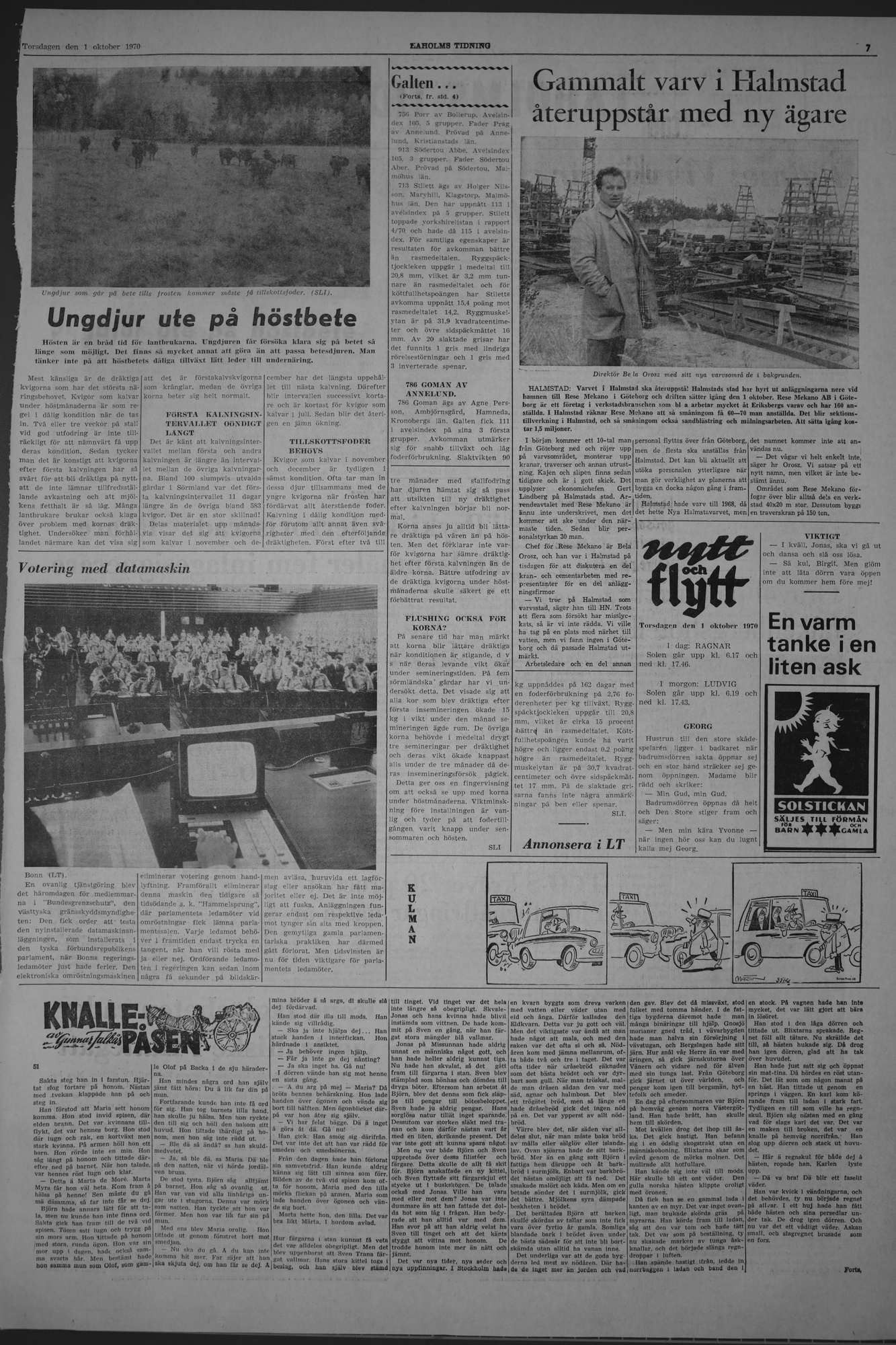 Laholms Tidning Torsdag 1 oktober 1970, sida 7