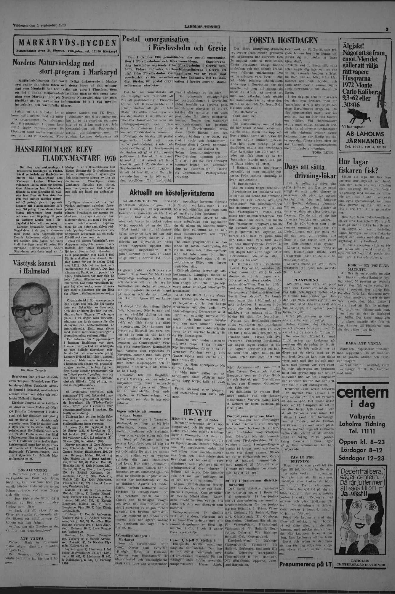 Laholms Tidning Tisdag 1 september 1970, sida 3