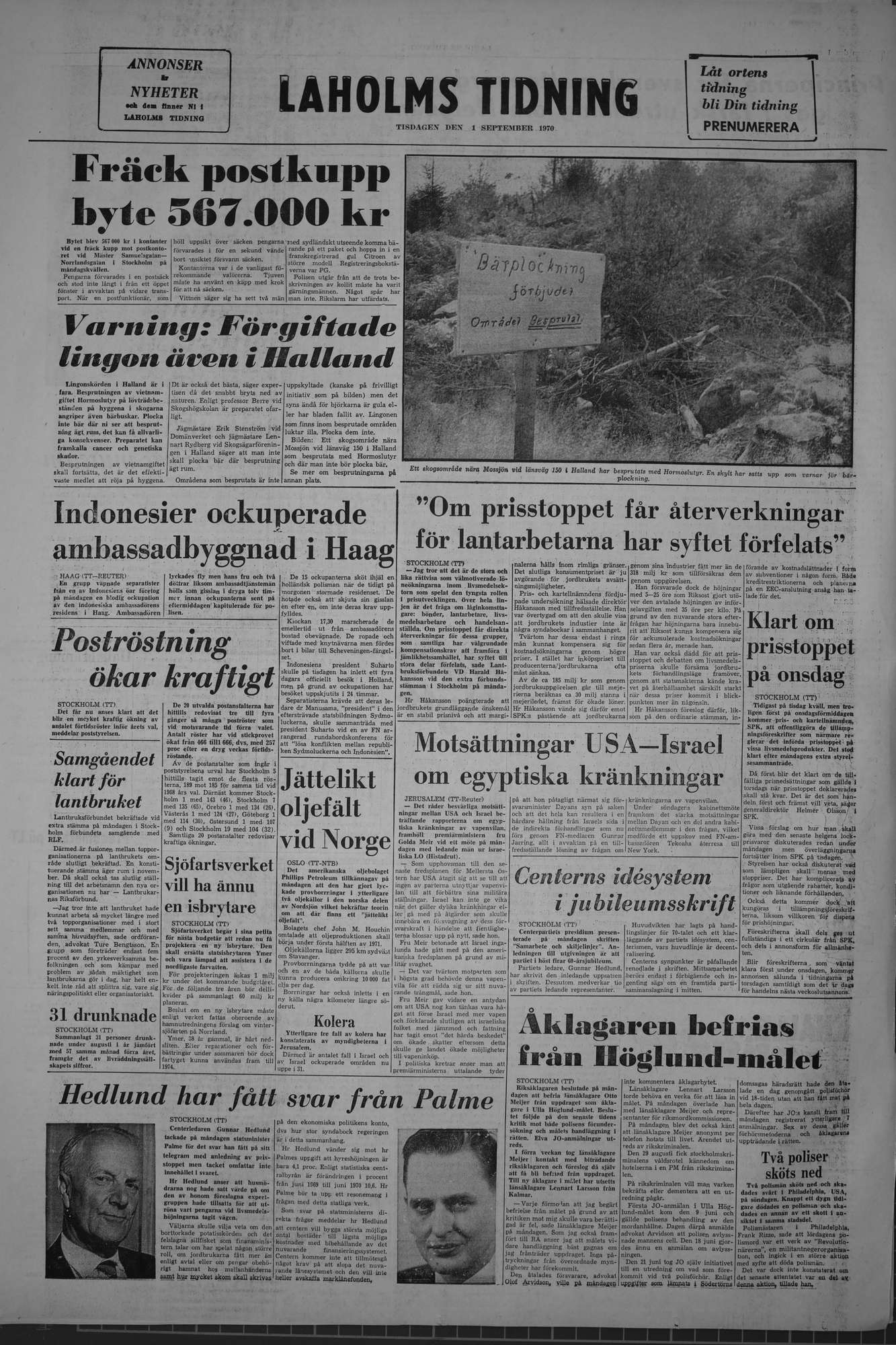 Laholms Tidning Tisdag 1 september 1970, sida 8