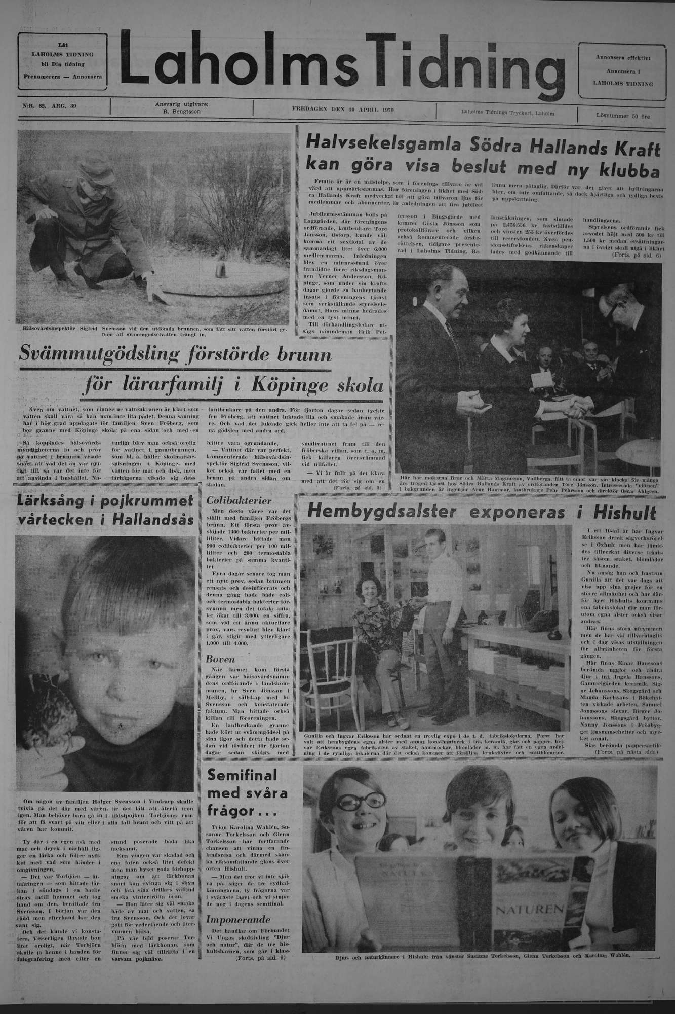 Laholms Tidning Fredag 10 april 1970, sida 1