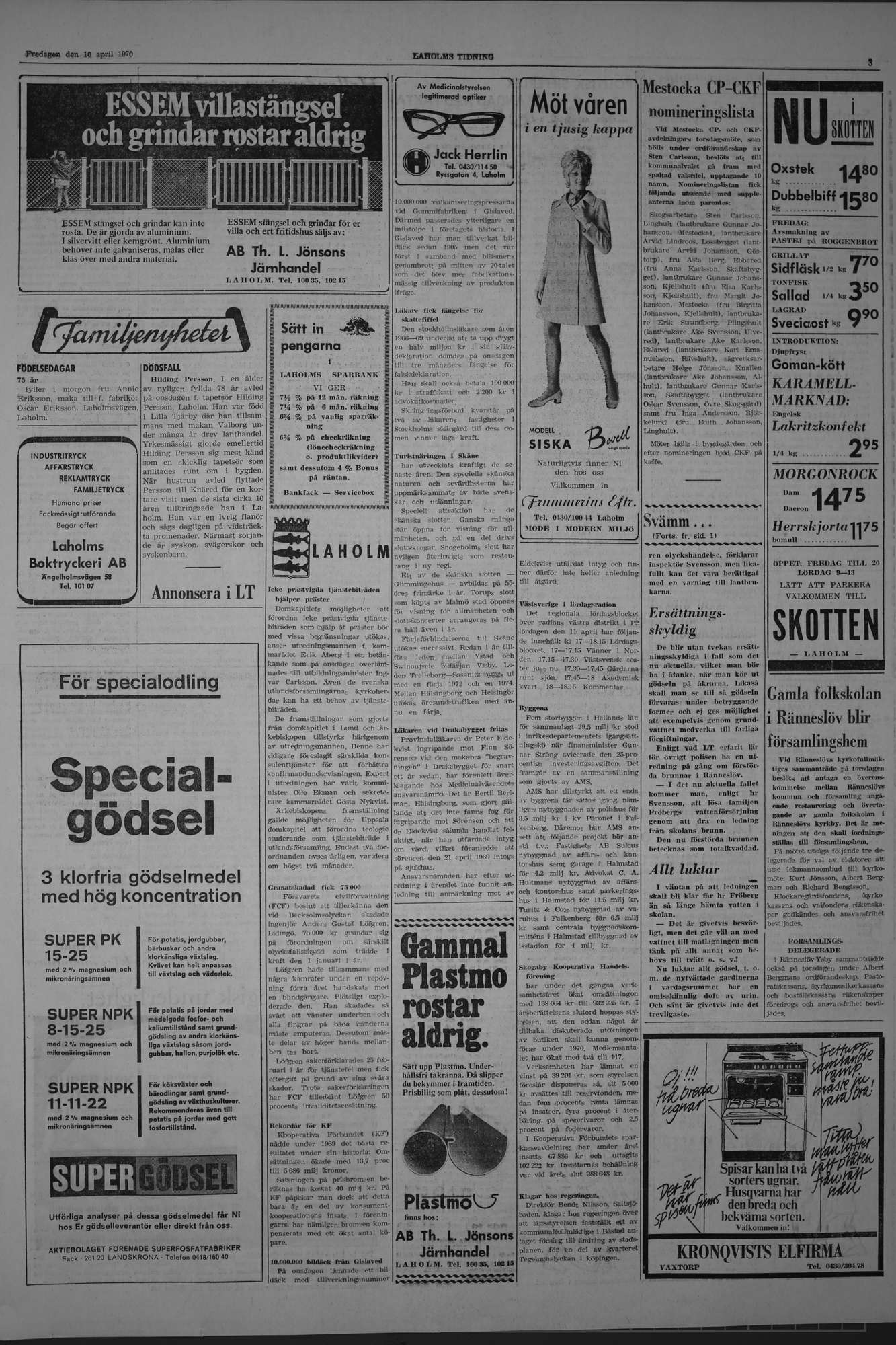 Laholms Tidning Fredag 10 april 1970, sida 3