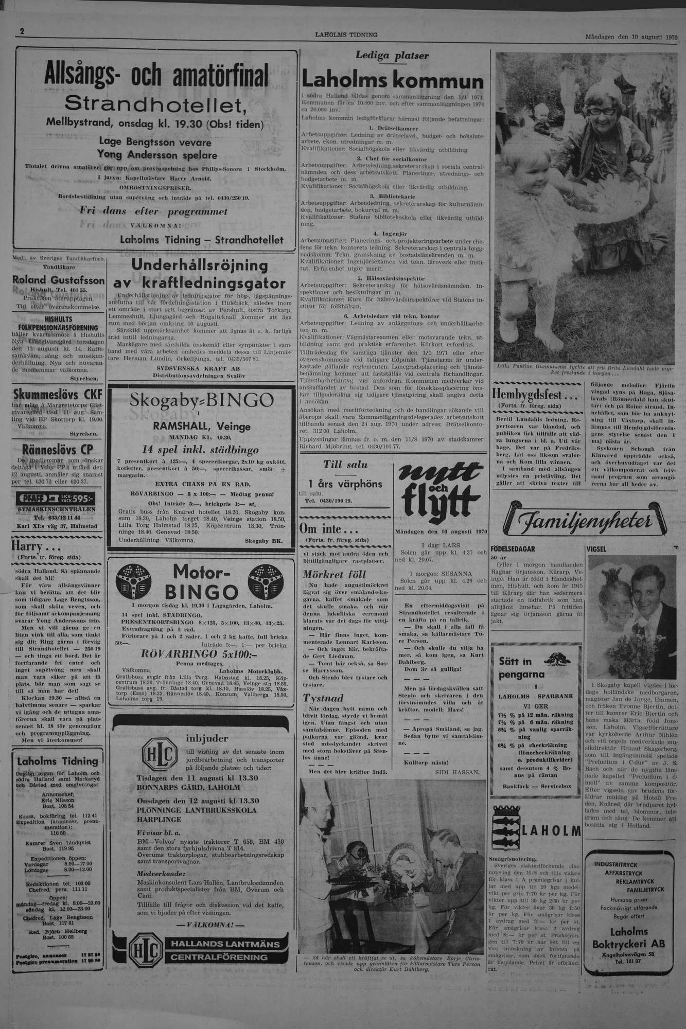 Laholms Tidning Måndag 10 augusti 1970, sida 2