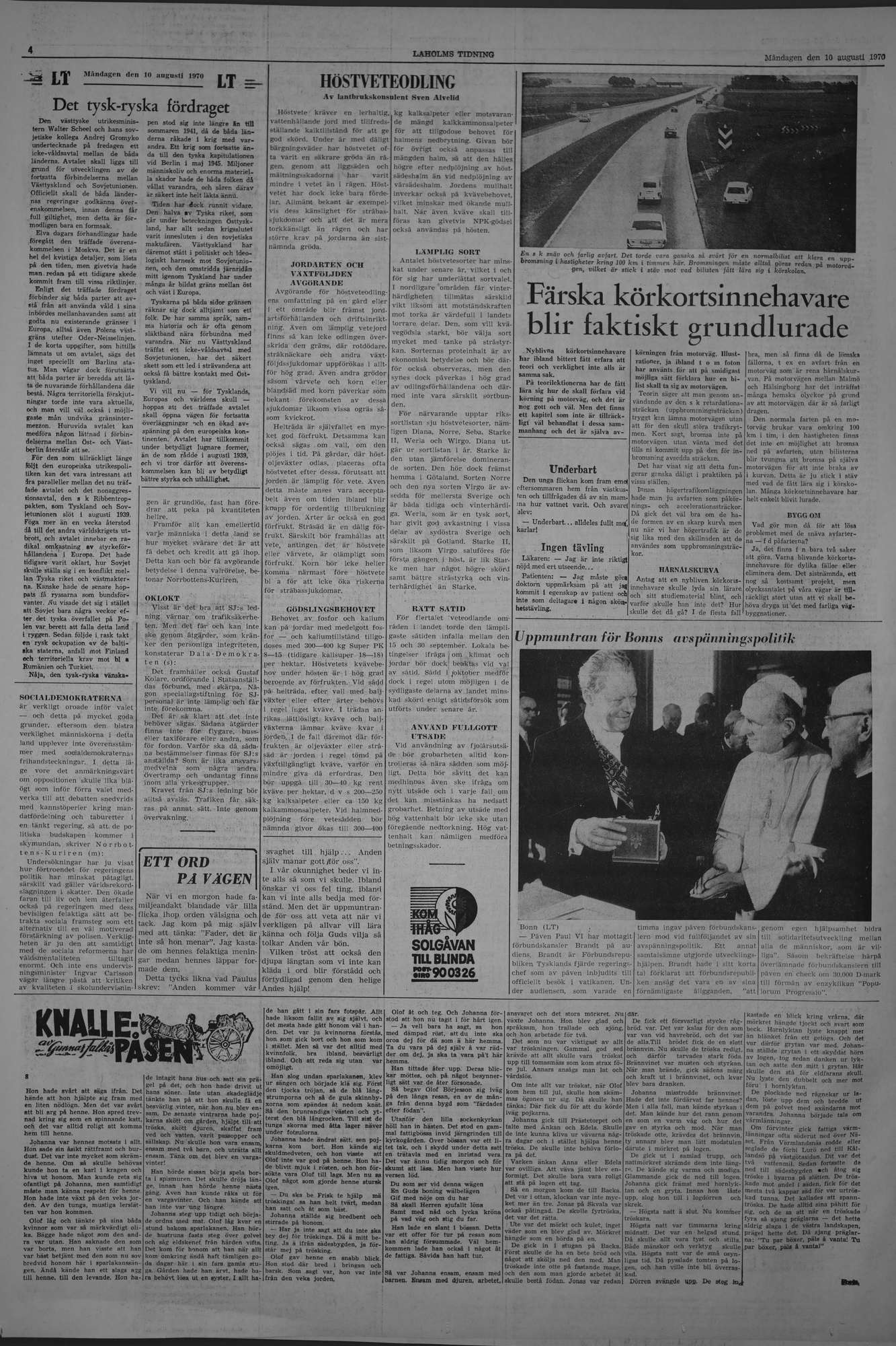 Laholms Tidning Måndag 10 augusti 1970, sida 4