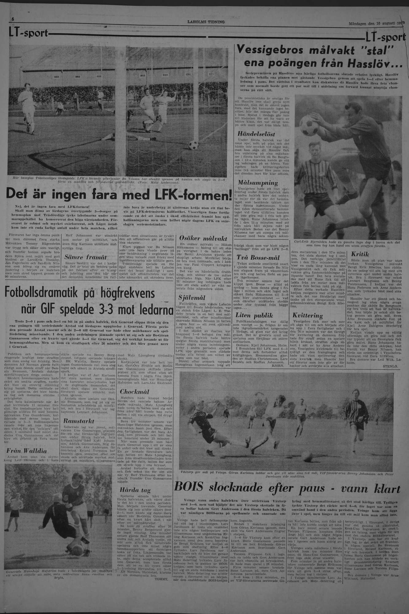 Laholms Tidning Måndag 10 augusti 1970, sida 6