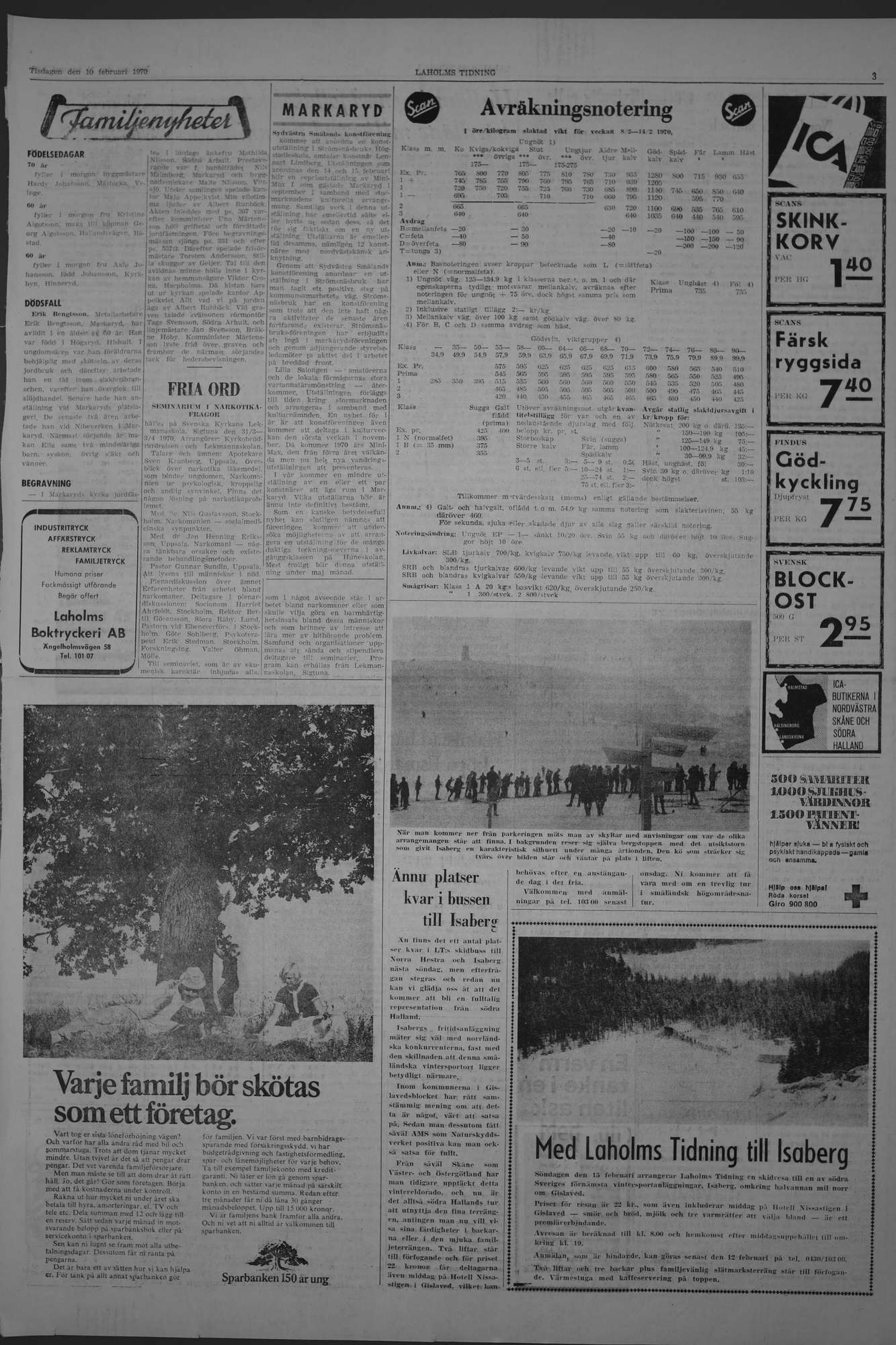 Laholms Tidning Tisdag 10 februari 1970, sida 3