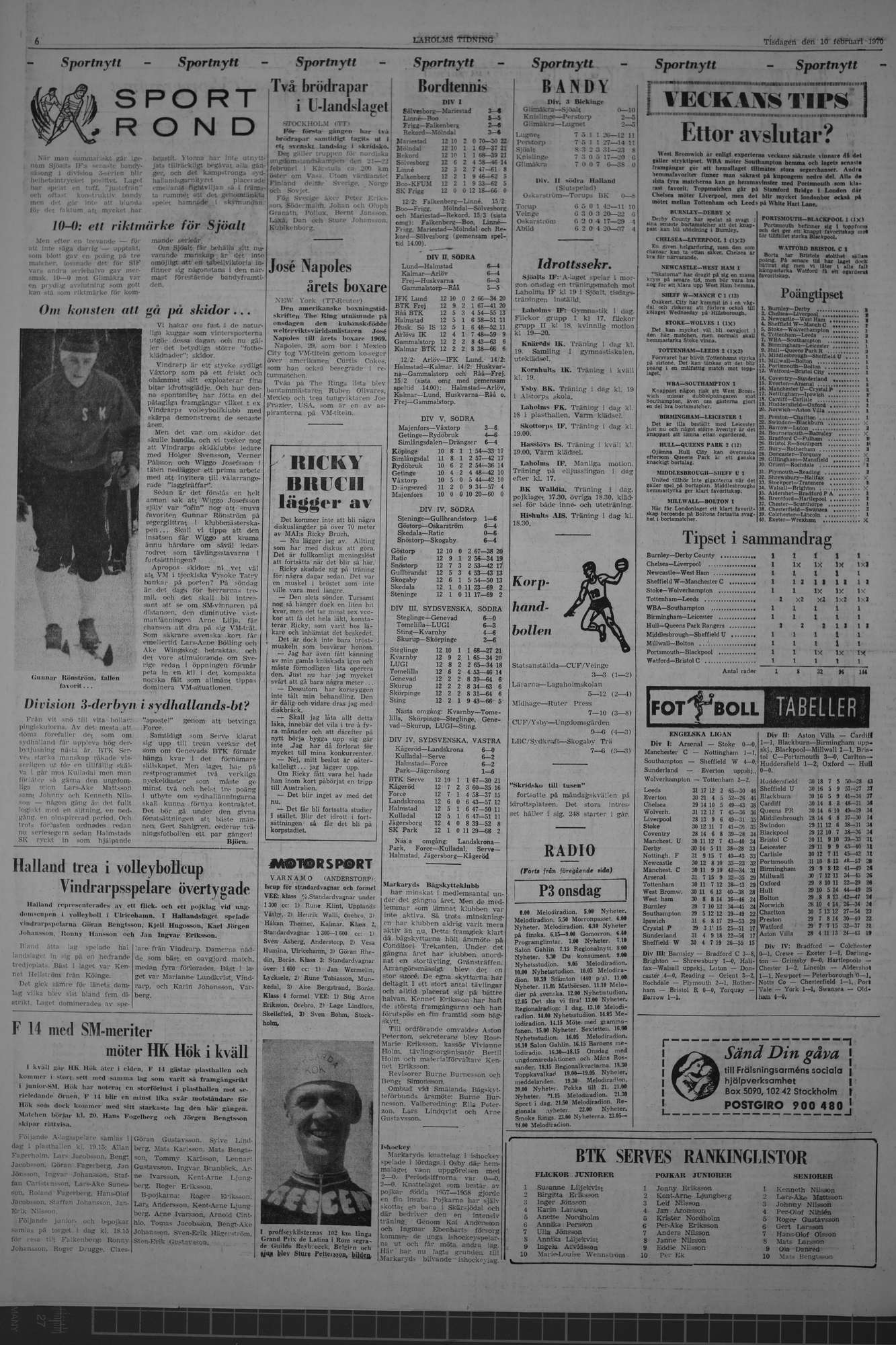 Laholms Tidning Tisdag 10 februari 1970, sida 6