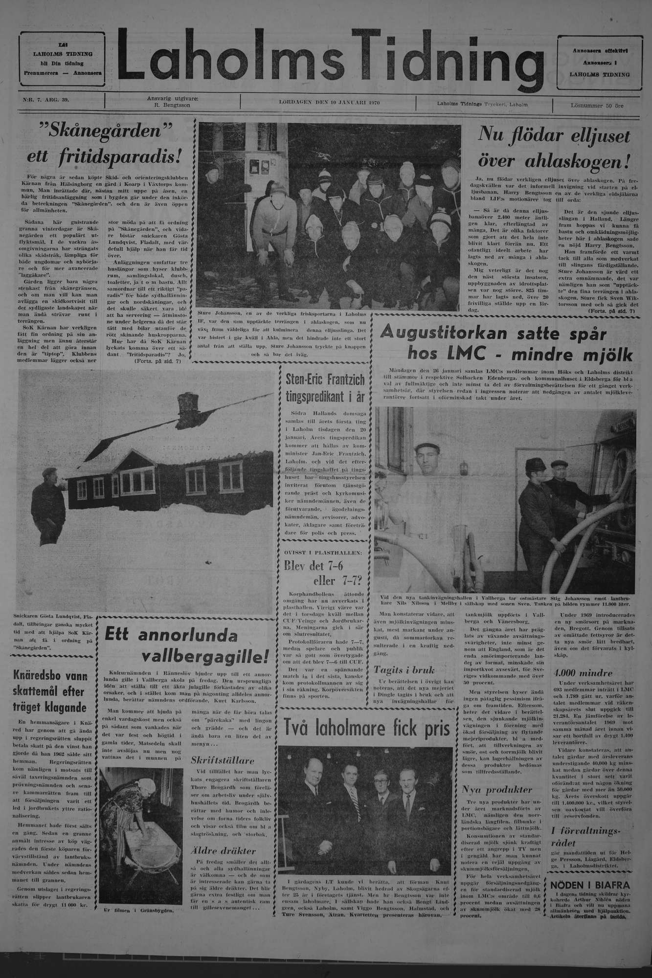Laholms Tidning Lördag 10 januari 1970, sida 1