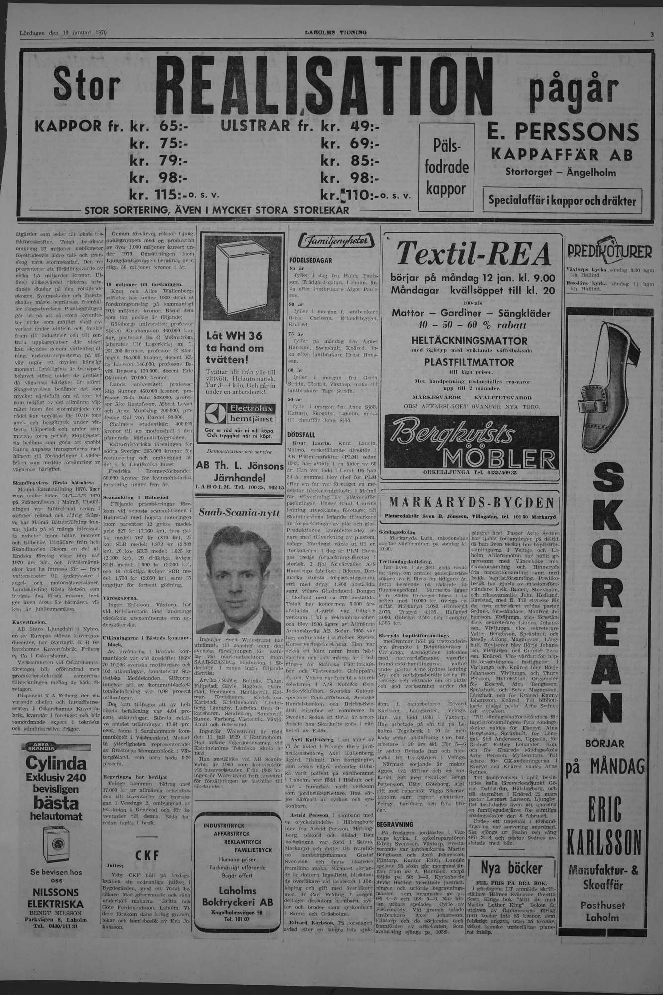 Laholms Tidning Lördag 10 januari 1970, sida 3